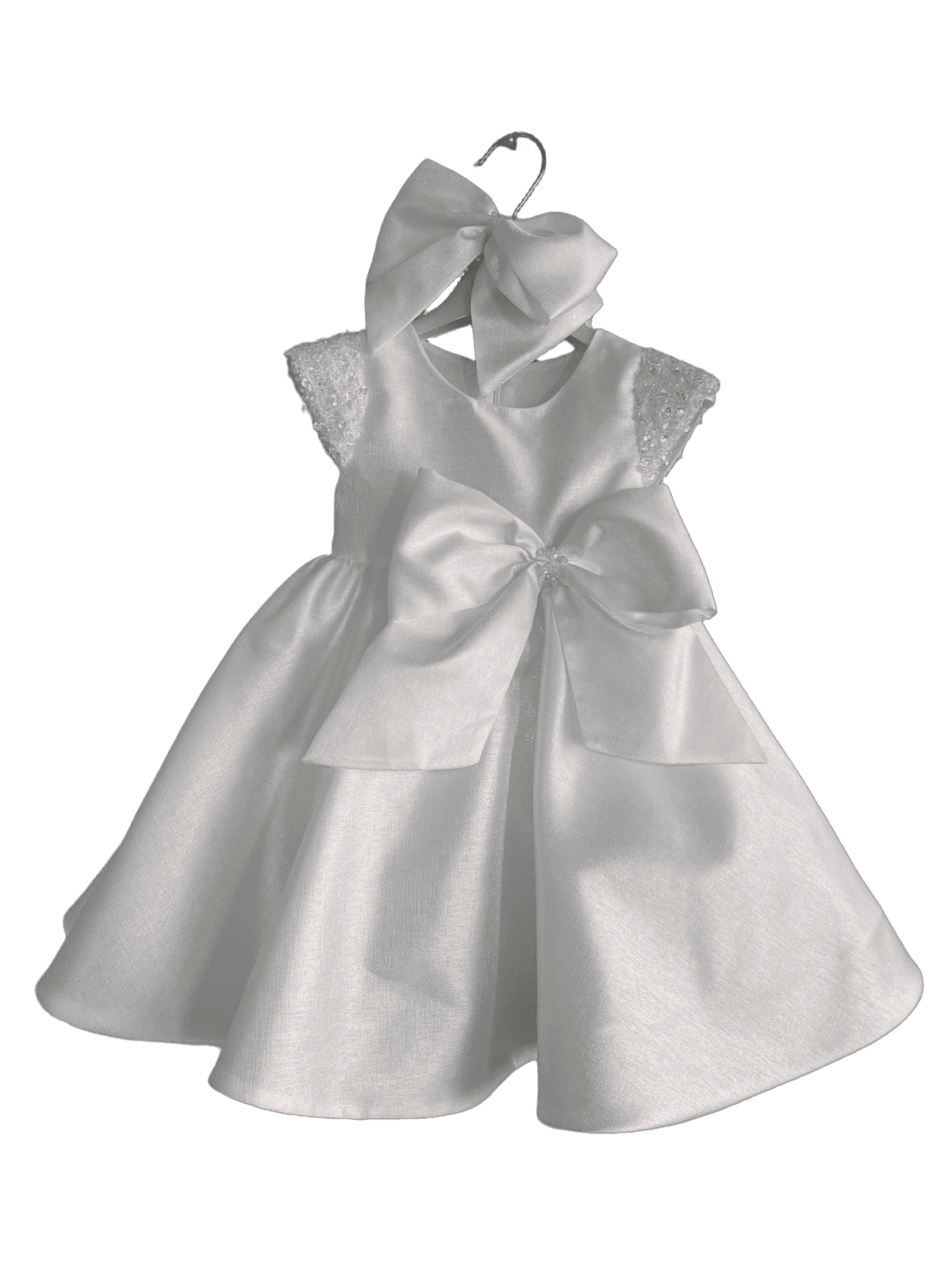 Βαφτιστικό Φόρεμα Σατέν με Μεγάλο Φιόγκο - Λευκό