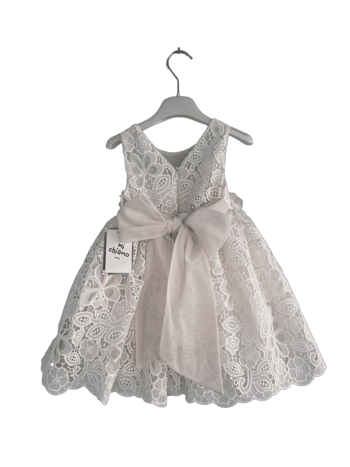 Βαφτιστικό Φόρεμα Guipure με Μεγάλο Φιόγκο - Εκρού