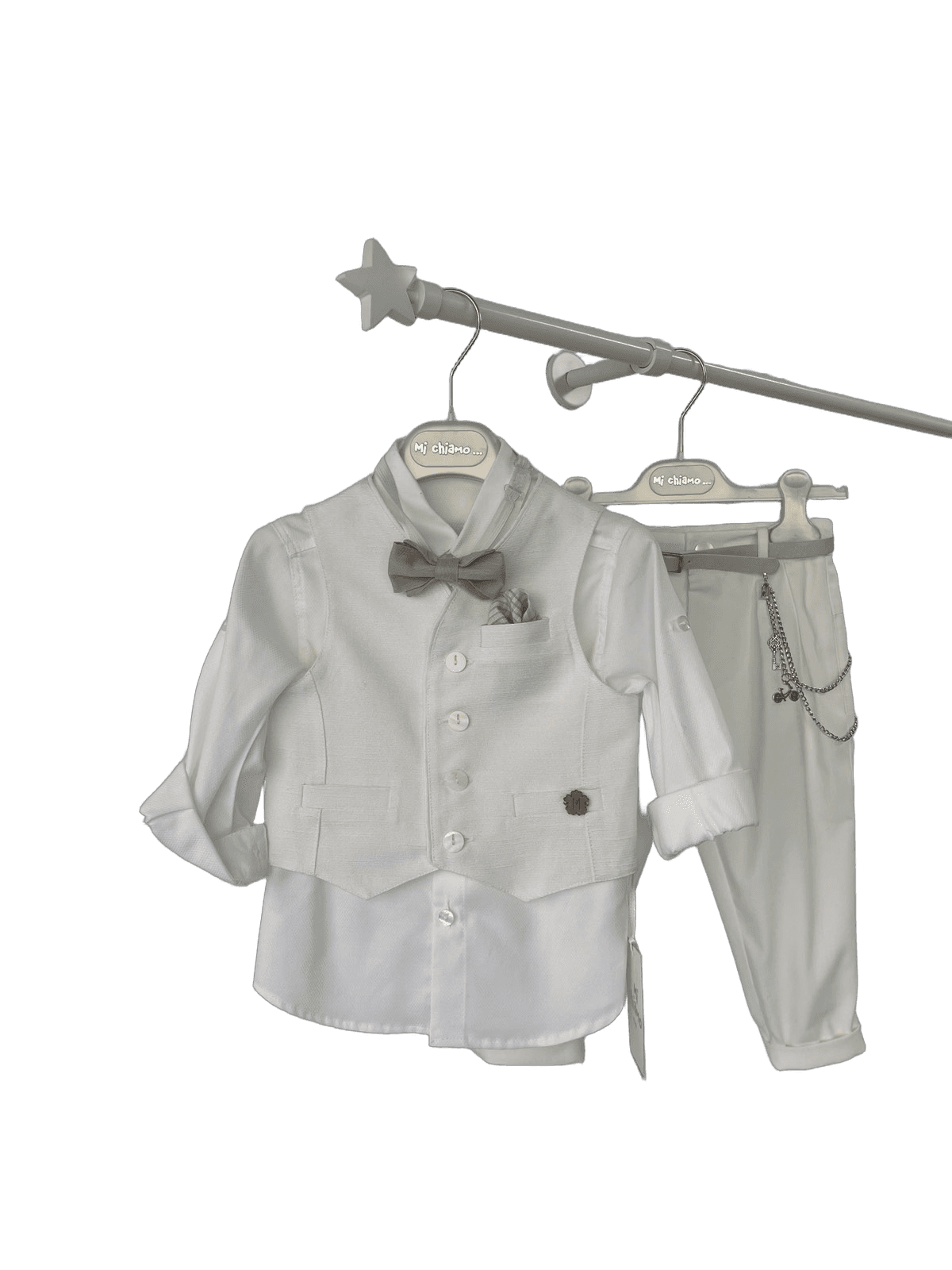 Βαφτιστικό Κουστούμι Total White με Γιλέκο