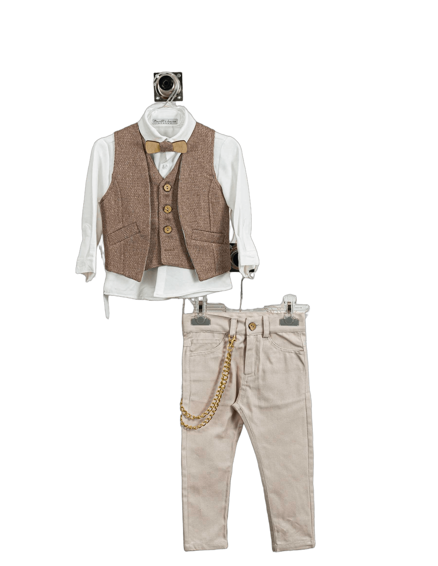 Βαπτιστικό Σετ Αγόρι με Γιλέκο & Παπιγιόν - Λευκό | 260170