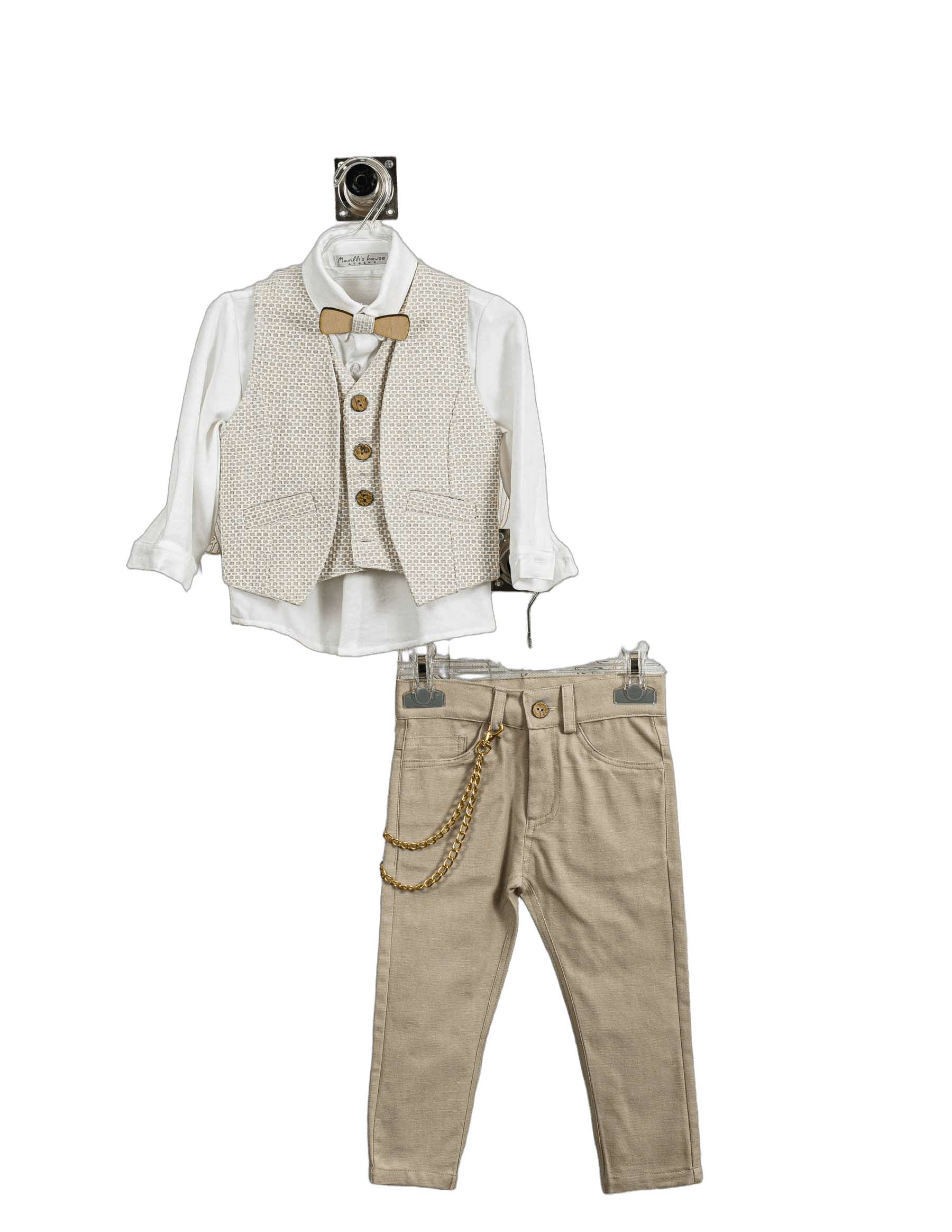 Βαπτιστικό Σετ Αγόρι με Γιλέκο & Παπιγιόν - Λευκό | 260770