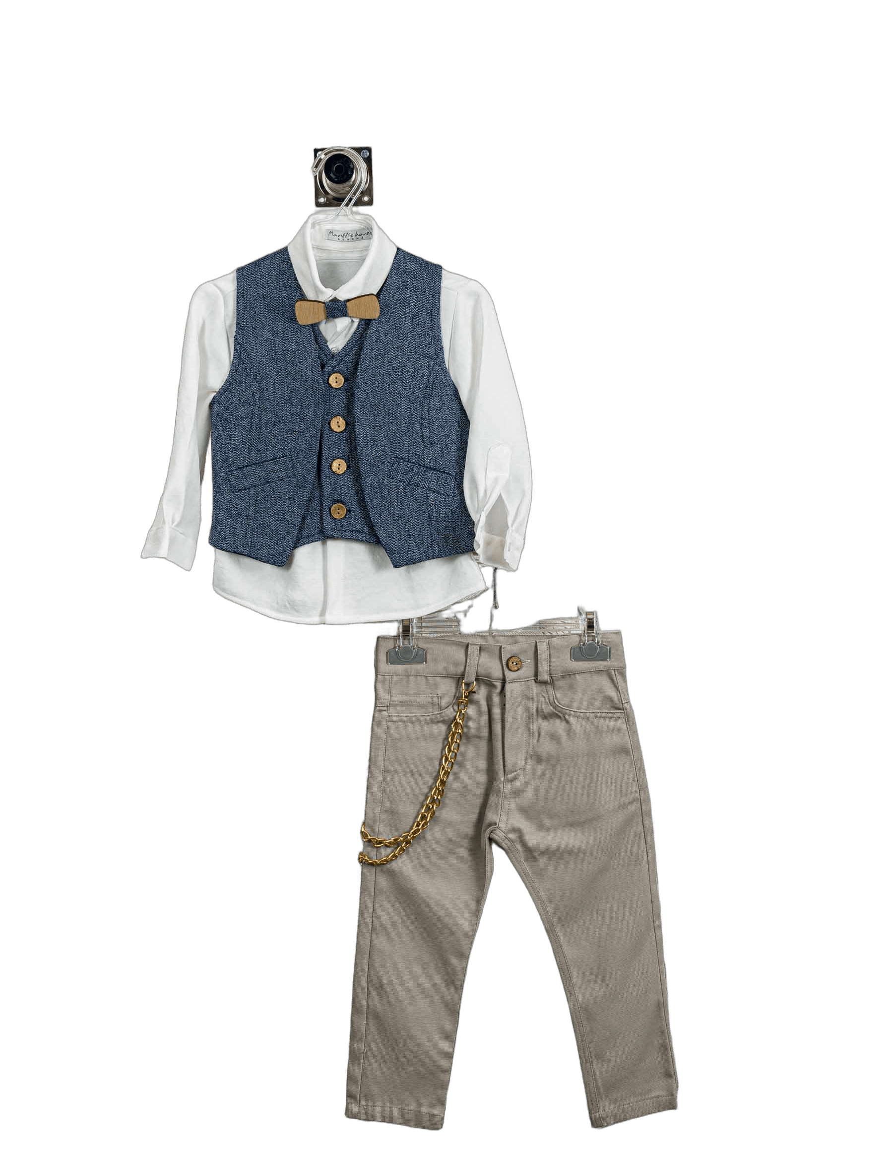 Βαπτιστικό Σετ Αγόρι με Γιλέκο & Παπιγιόν - Λευκό | 261070