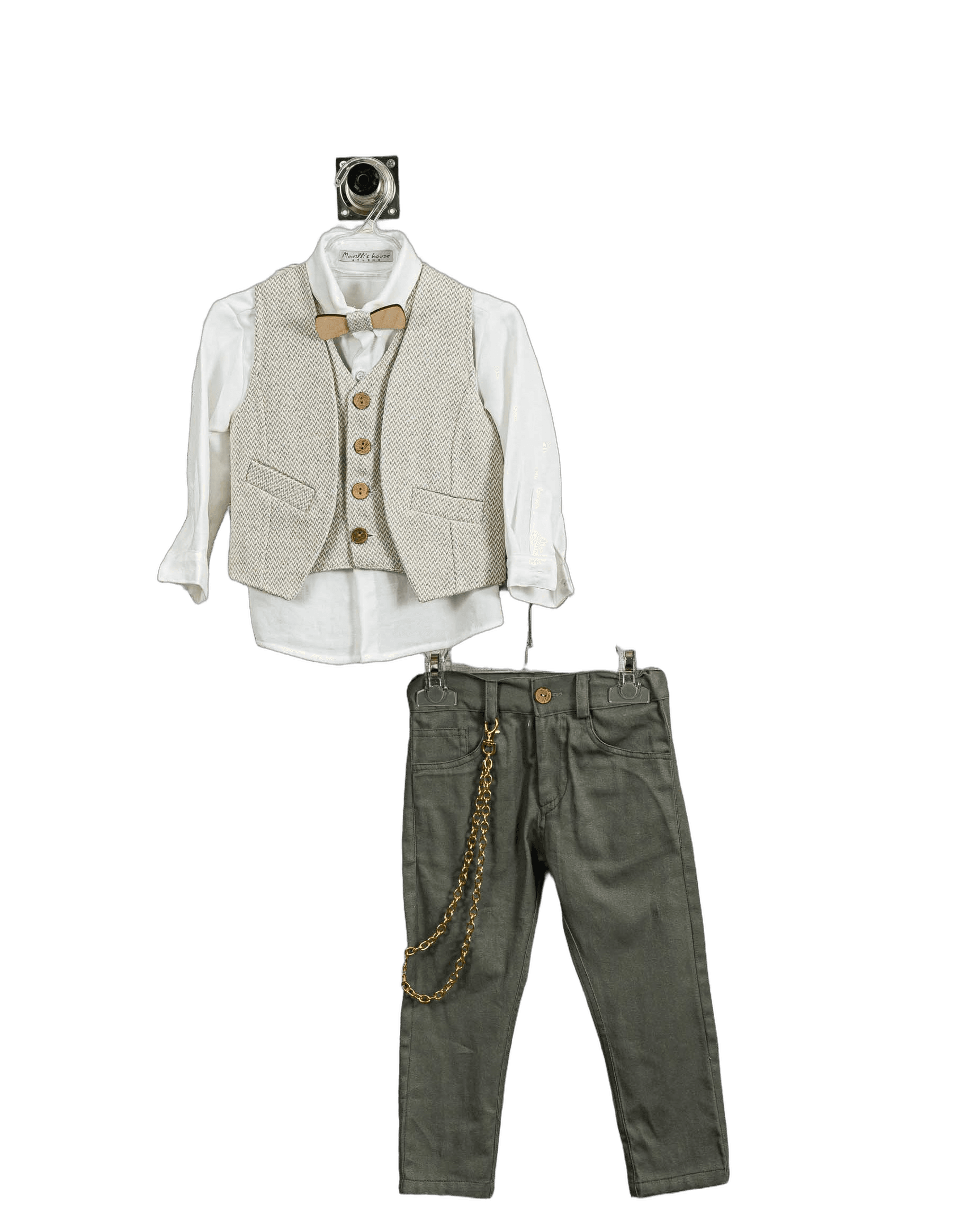 Βαπτιστικό Σετ Αγόρι με Γιλέκο & Παπιγιόν - Λευκό | 261670