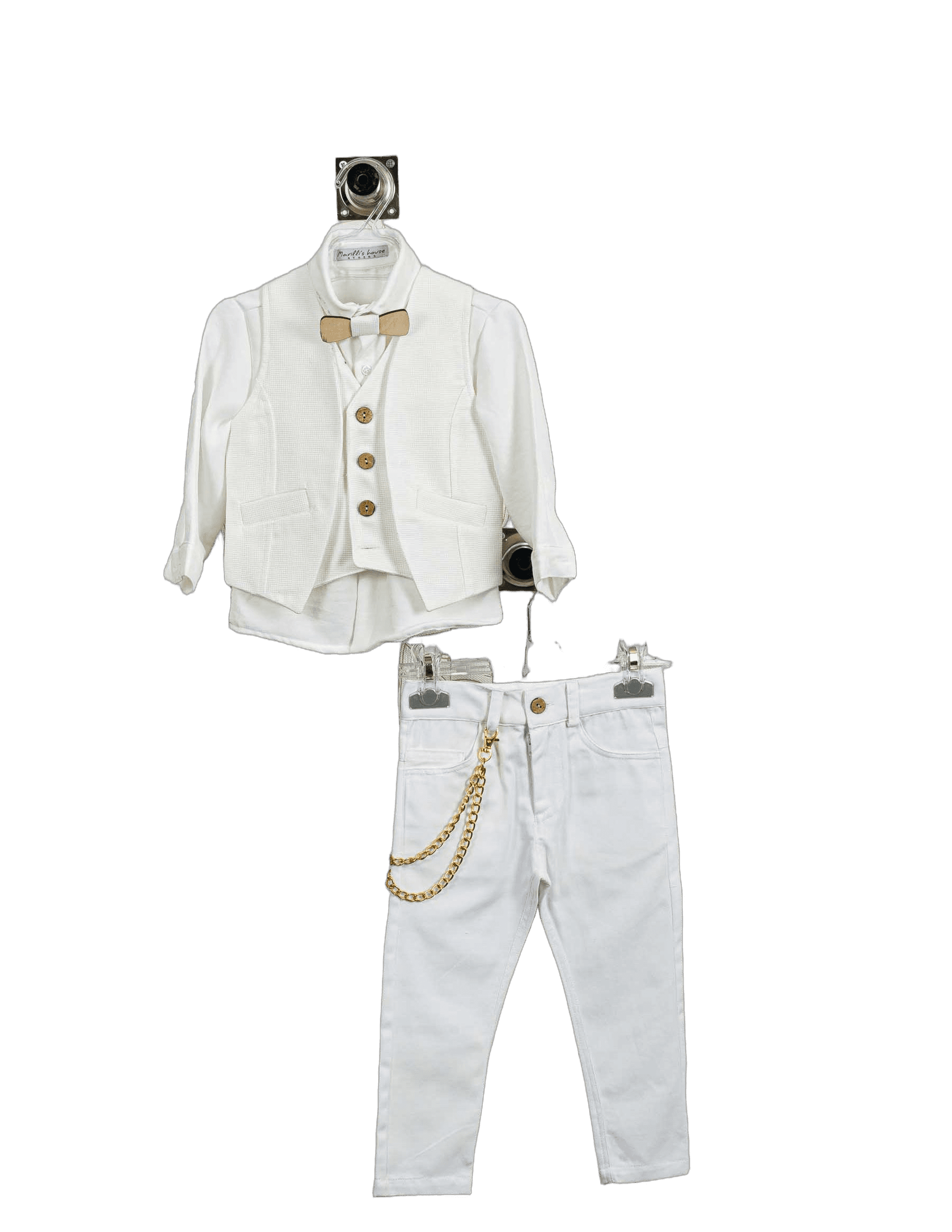 Βαπτιστικό Σετ Αγόρι με Γιλέκο & Παπιγιόν - Λευκό | 261770