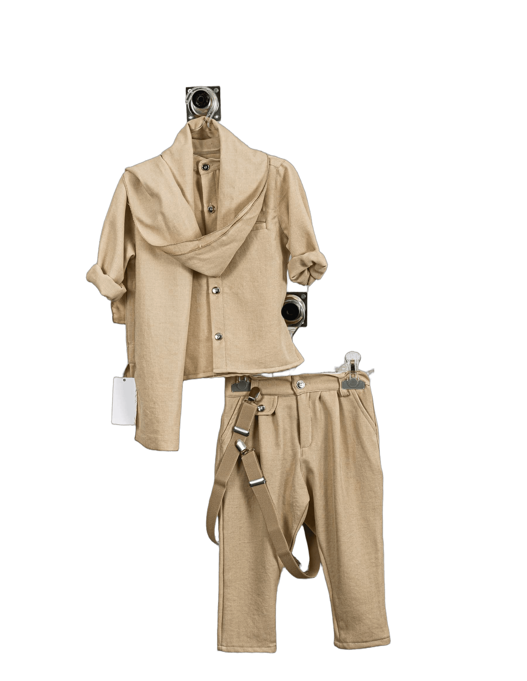 Βαπτιστικό Σετ Αγόρι με Τιράντες & Καπέλο - Μπεζ