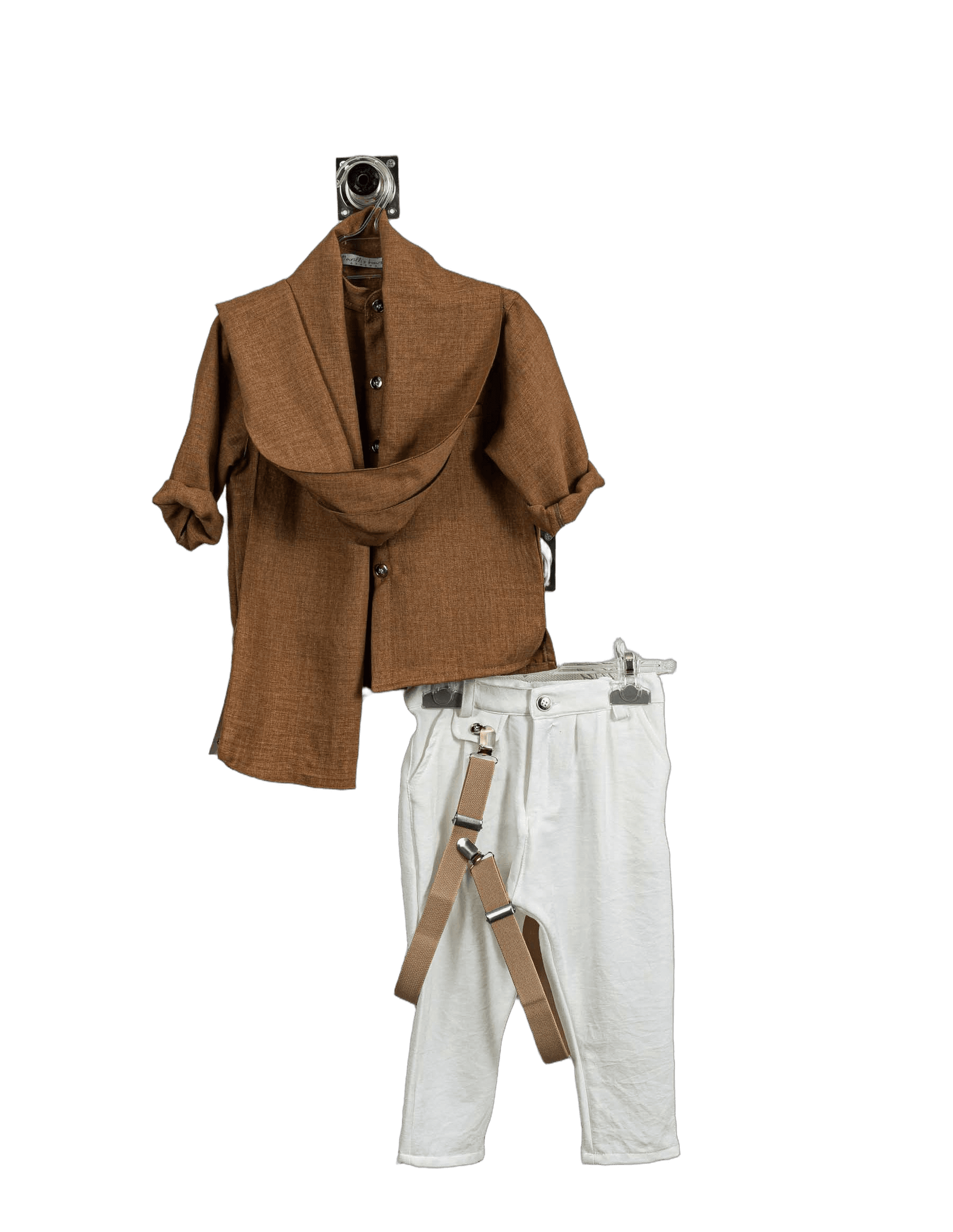 Βαπτιστικό Σετ Αγόρι με Τιράντες & Σακάκι - Λευκό