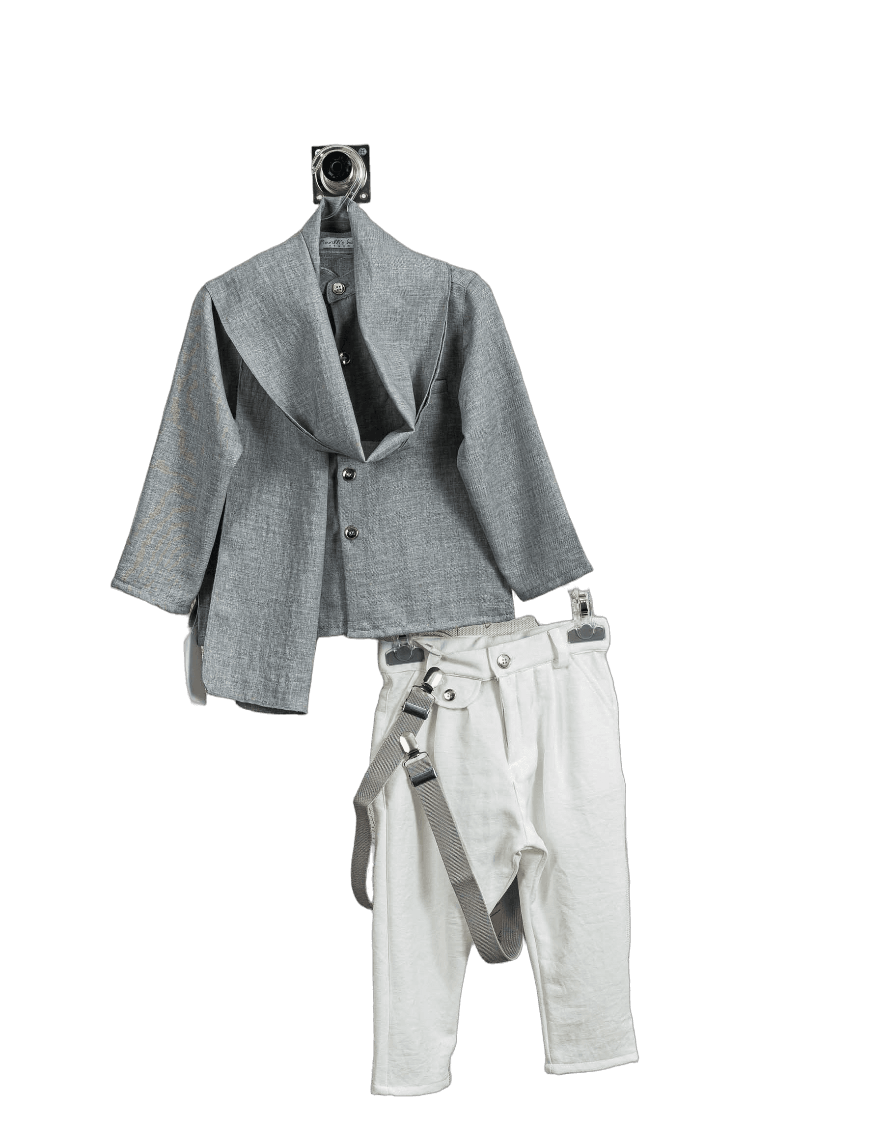 Βαπτιστικό Σετ Αγόρι με Τιράντες & Σακάκι - Λευκό | 262365