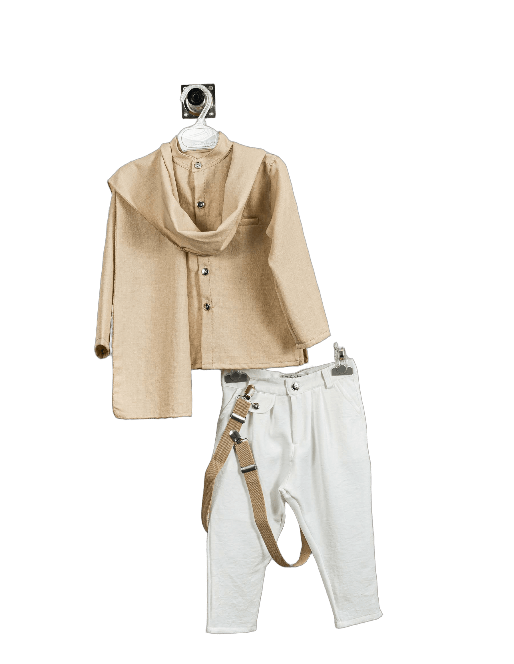 Βαπτιστικό Σετ Αγόρι με Γιλέκο & Τιράντες - Λευκό