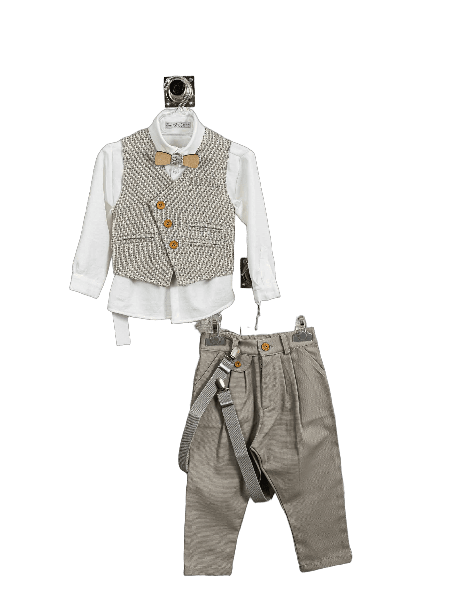 Βαπτιστικό Κοστούμι Αγόρι με Γιλέκο & Παπιγιόν - Λευκό