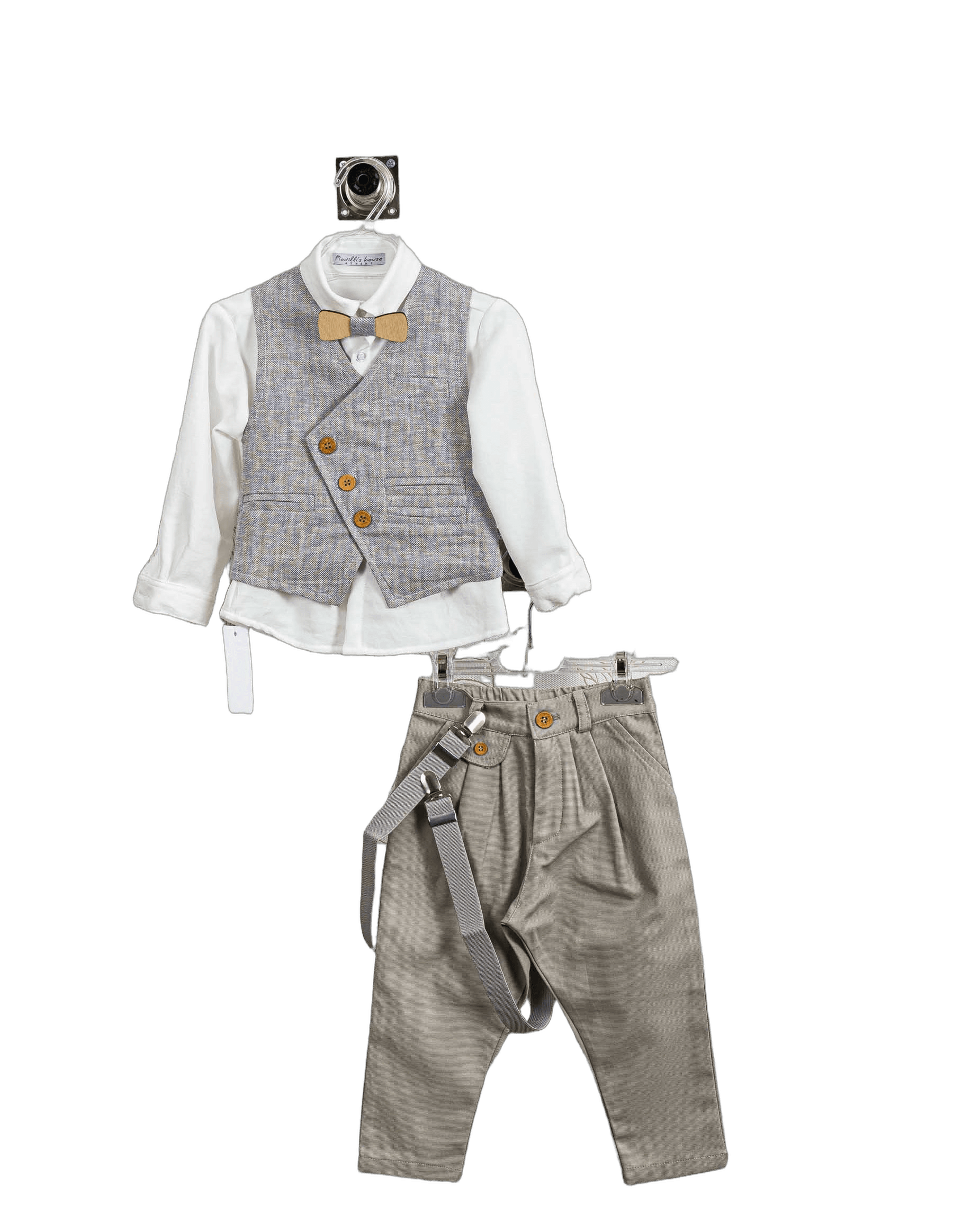 Βαπτιστικό Κοστούμι Αγόρι με Γιλέκο & Παπιγιόν - Λευκό | 263170