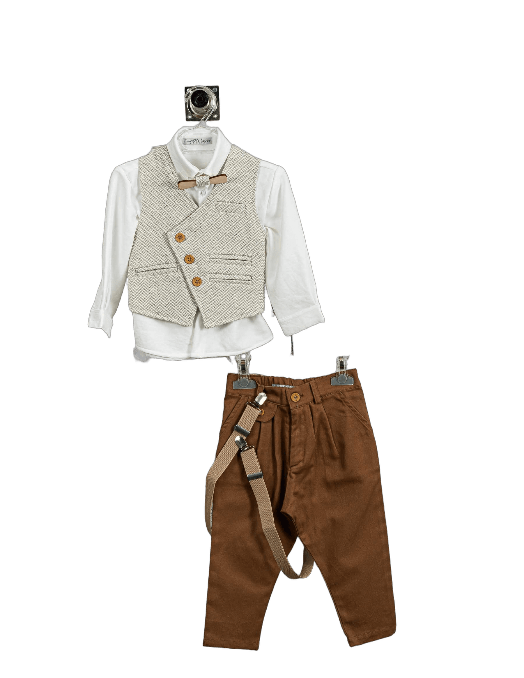 Βαπτιστικό Κοστούμι Αγόρι με Γιλέκο & Παπιγιόν - Λευκό | 263470