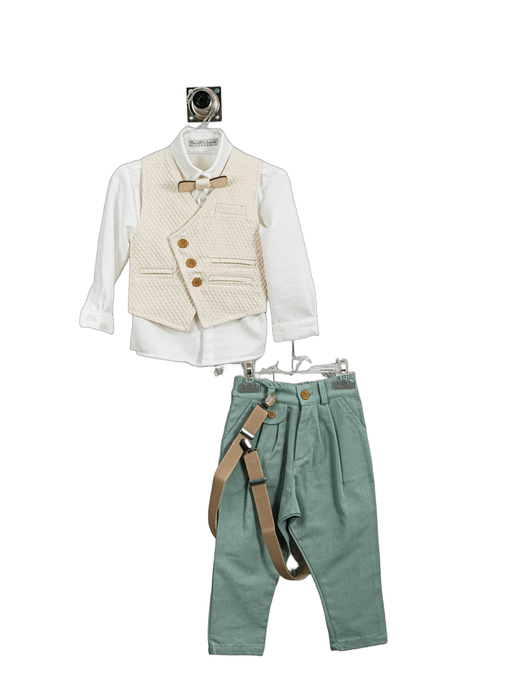 Βαπτιστικό Κοστούμι Αγόρι με Γιλέκο & Παπιγιόν - Λευκό | 263770