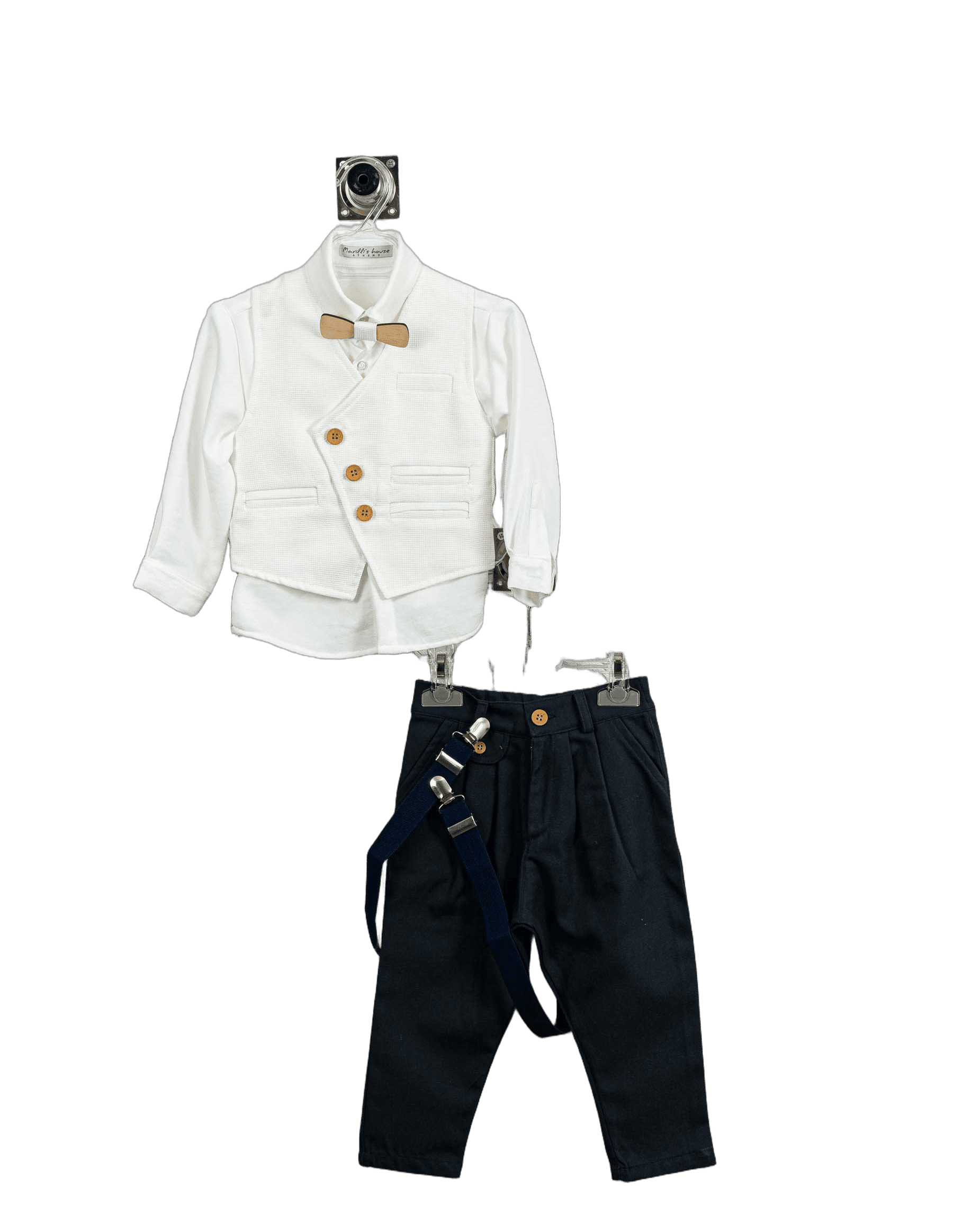 Βαπτιστικό Κοστούμι Αγόρι με Γιλέκο & Παπιγιόν - Λευκό | 264070