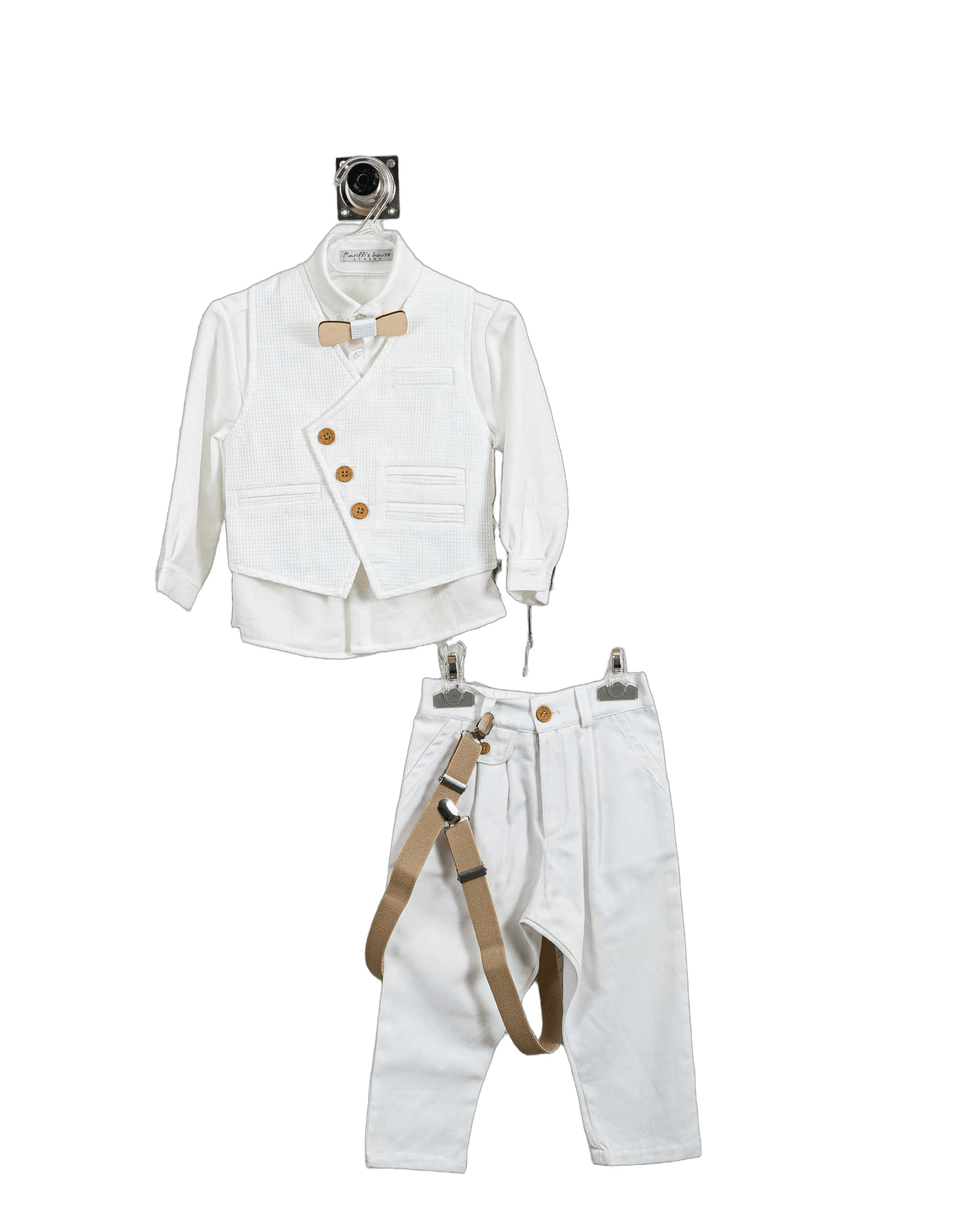 Βαπτιστικό Κοστούμι Αγόρι με Γιλέκο & Παπιγιόν - Λευκό | 264470