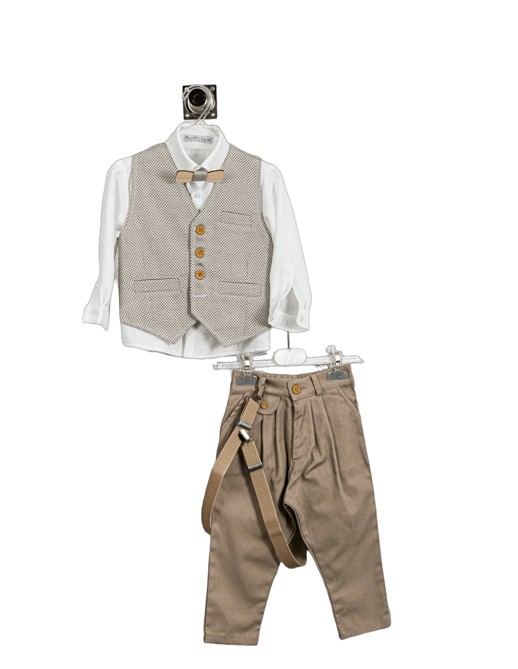 Βαπτιστικό Κοστούμι Αγόρι με Γιλέκο & Παπιγιόν - Λευκό | 264770