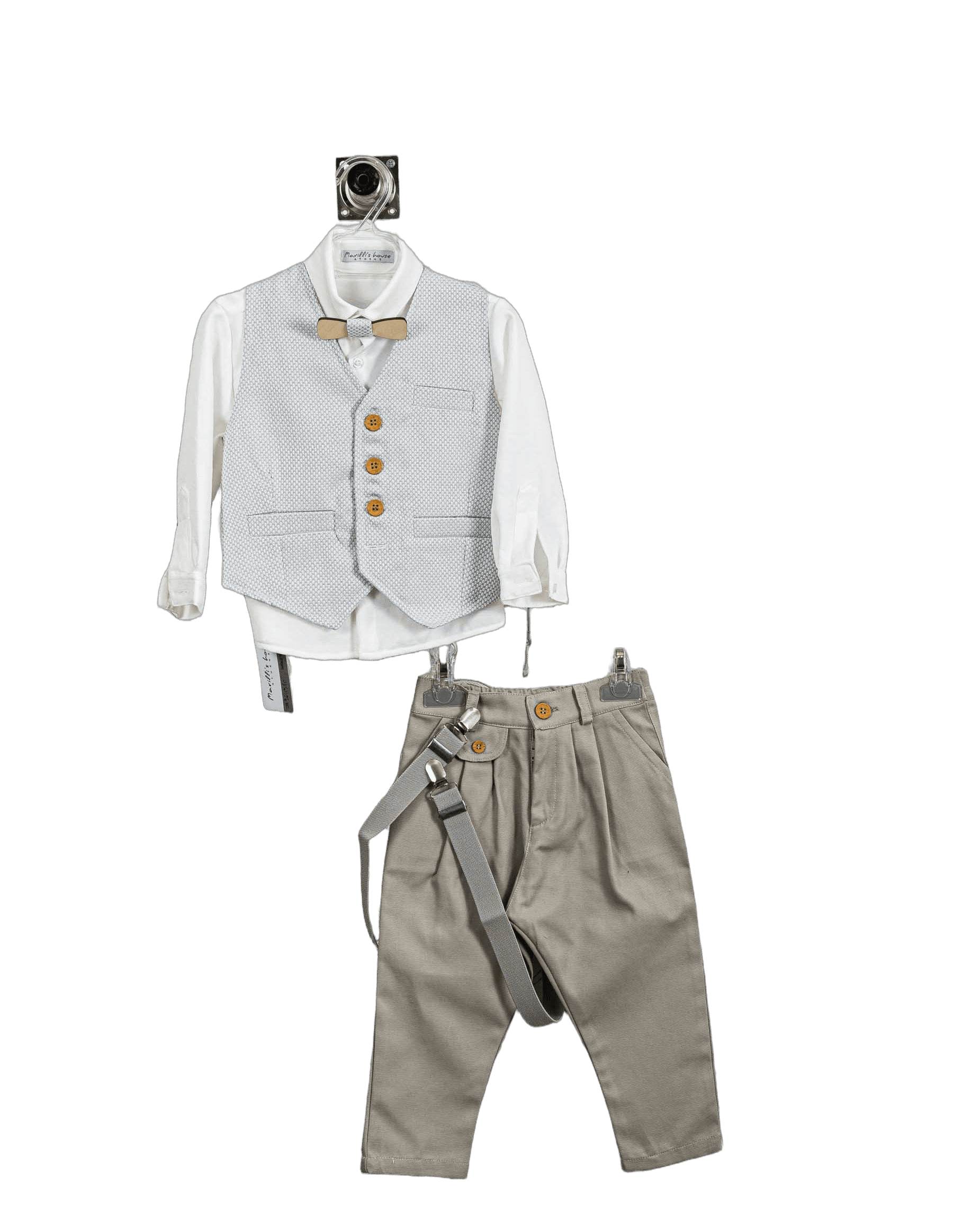 Βαπτιστικό Κοστούμι Αγόρι με Γιλέκο & Παπιγιόν - Λευκό | 264970