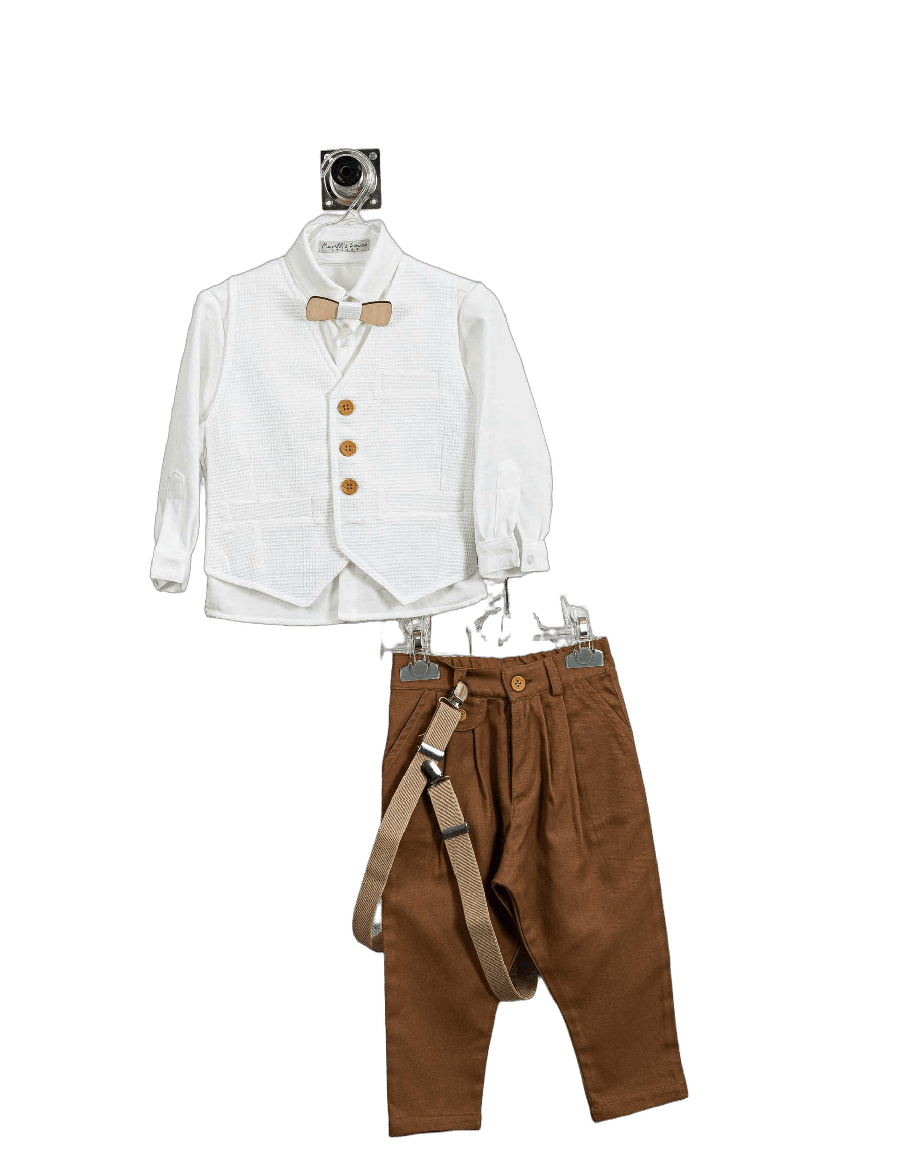 Βαπτιστικό Κοστούμι Αγόρι με Γιλέκο & Παπιγιόν - Λευκό | 265370