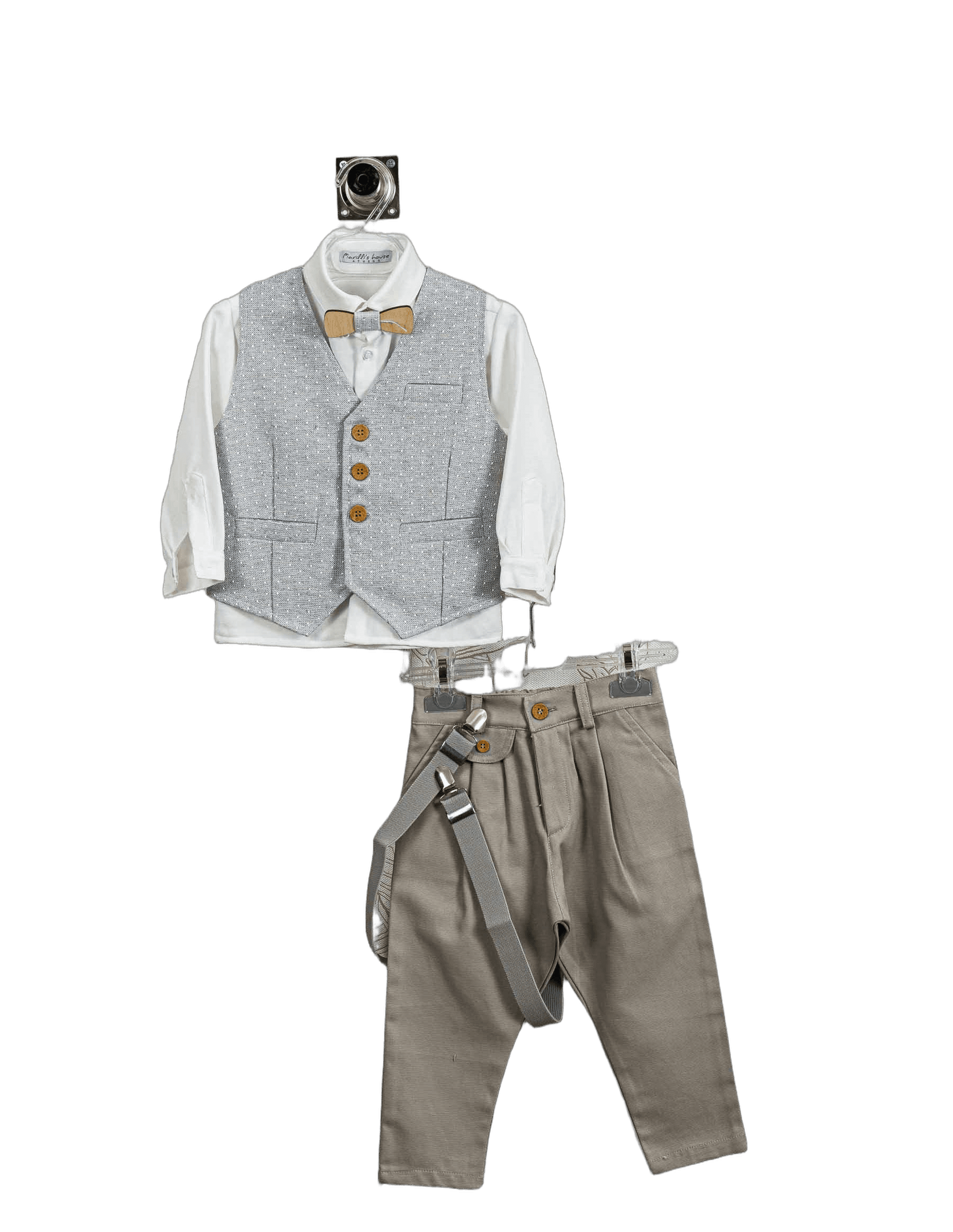 Βαπτιστικό Σετ Αγόρι με Γιλέκο & Παπιγιόν - Λευκό | 265770