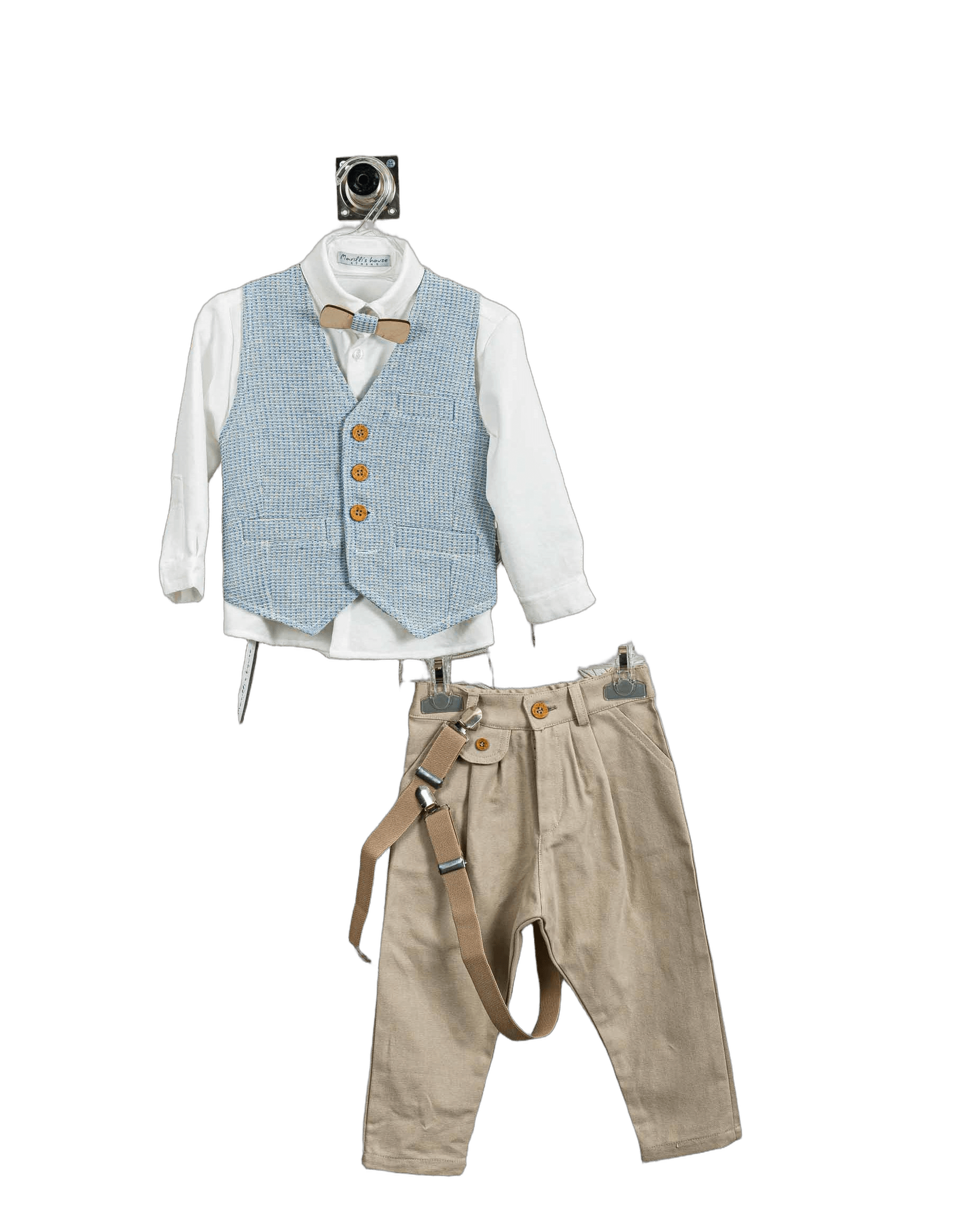 Βαπτιστικό Κοστούμι Αγόρι με Γιλέκο & Παπιγιόν - Λευκό | 265970