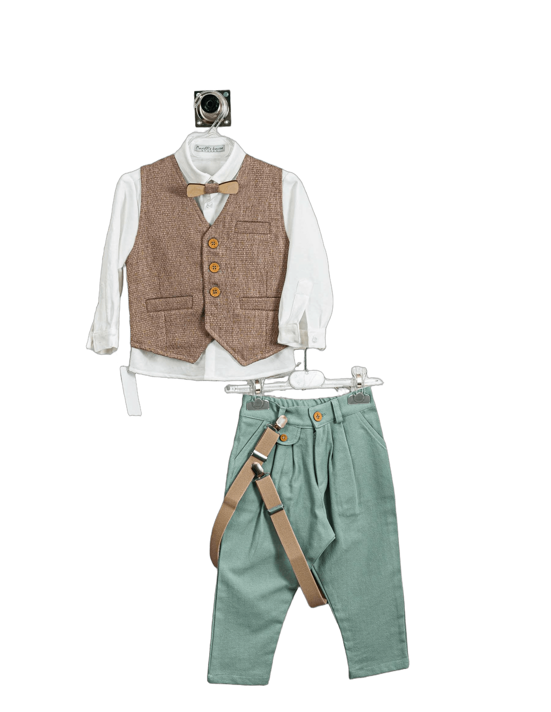 Βαπτιστικό Σετ Αγόρι με Γιλέκο & Παπιγιόν - Λευκό