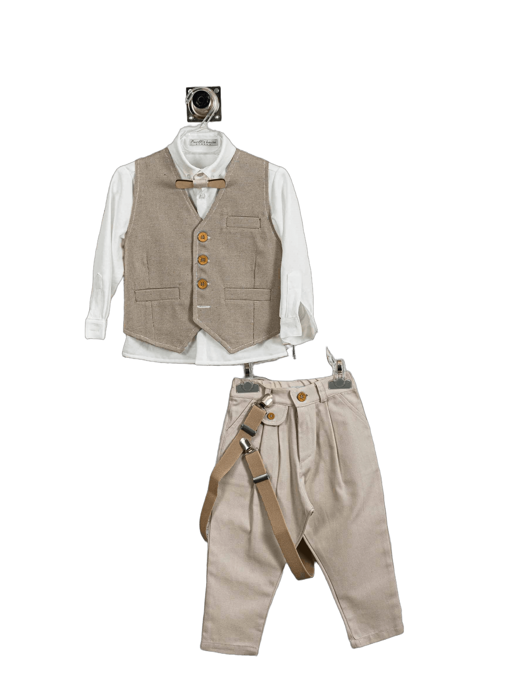 Βαπτιστικό Κοστούμι Αγόρι με Γιλέκο & Παπιγιόν - Λευκό | 266570