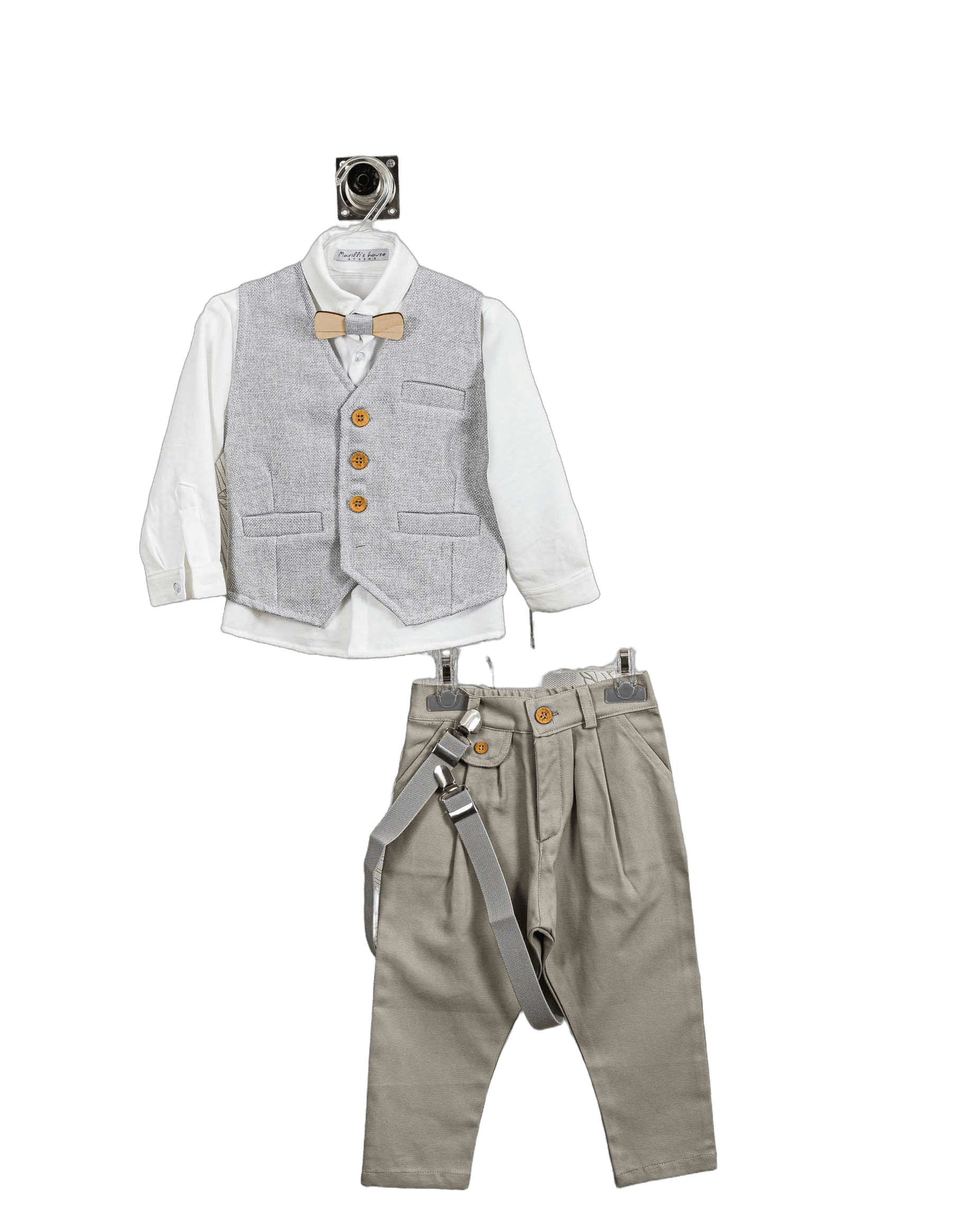 Βαπτιστικό Κοστούμι Αγόρι με Γιλέκο & Παπιγιόν - Λευκό | 266870