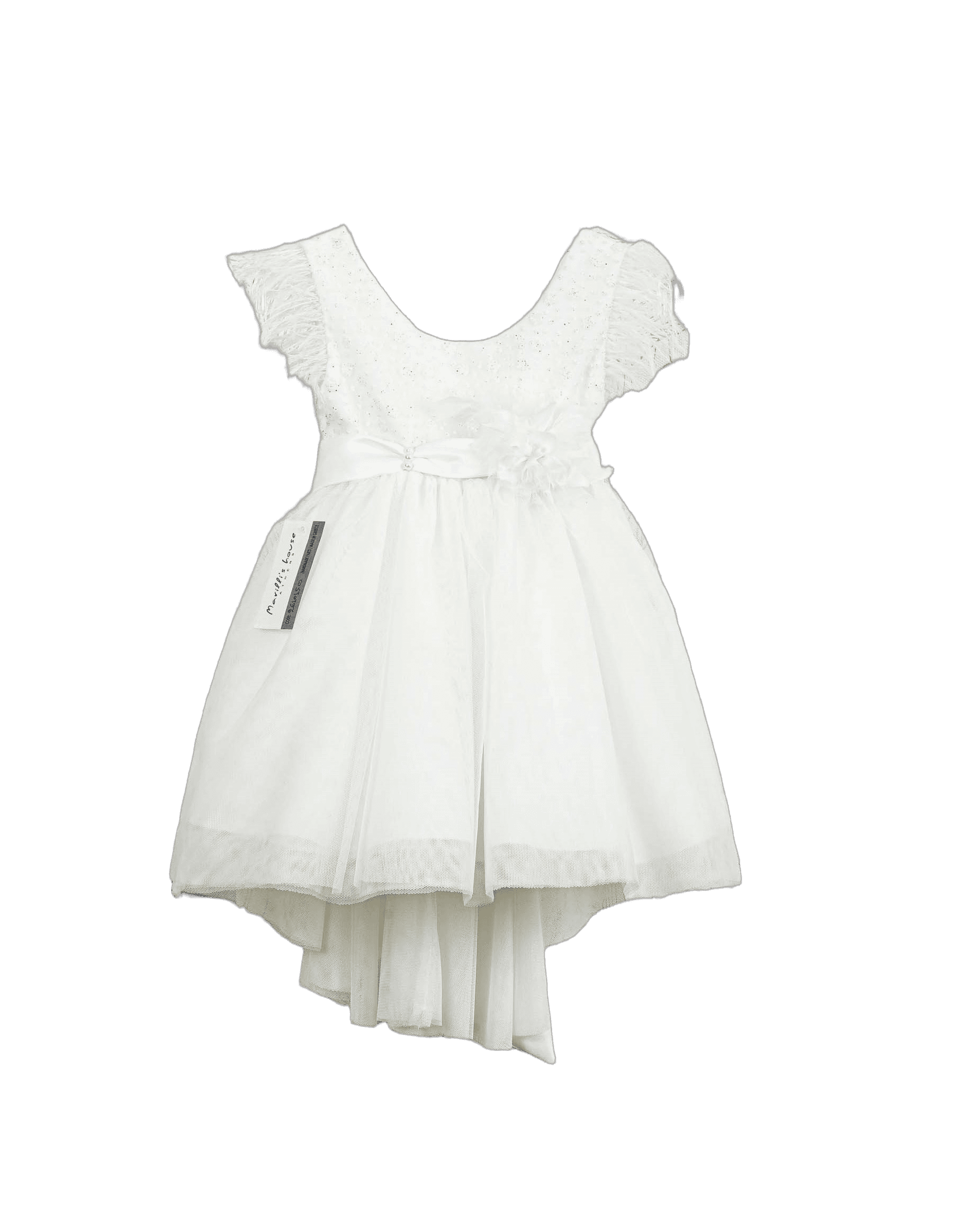 Βαπτιστικό Φόρεμα Πούπουλα Ασύμμετρο - Λευκό