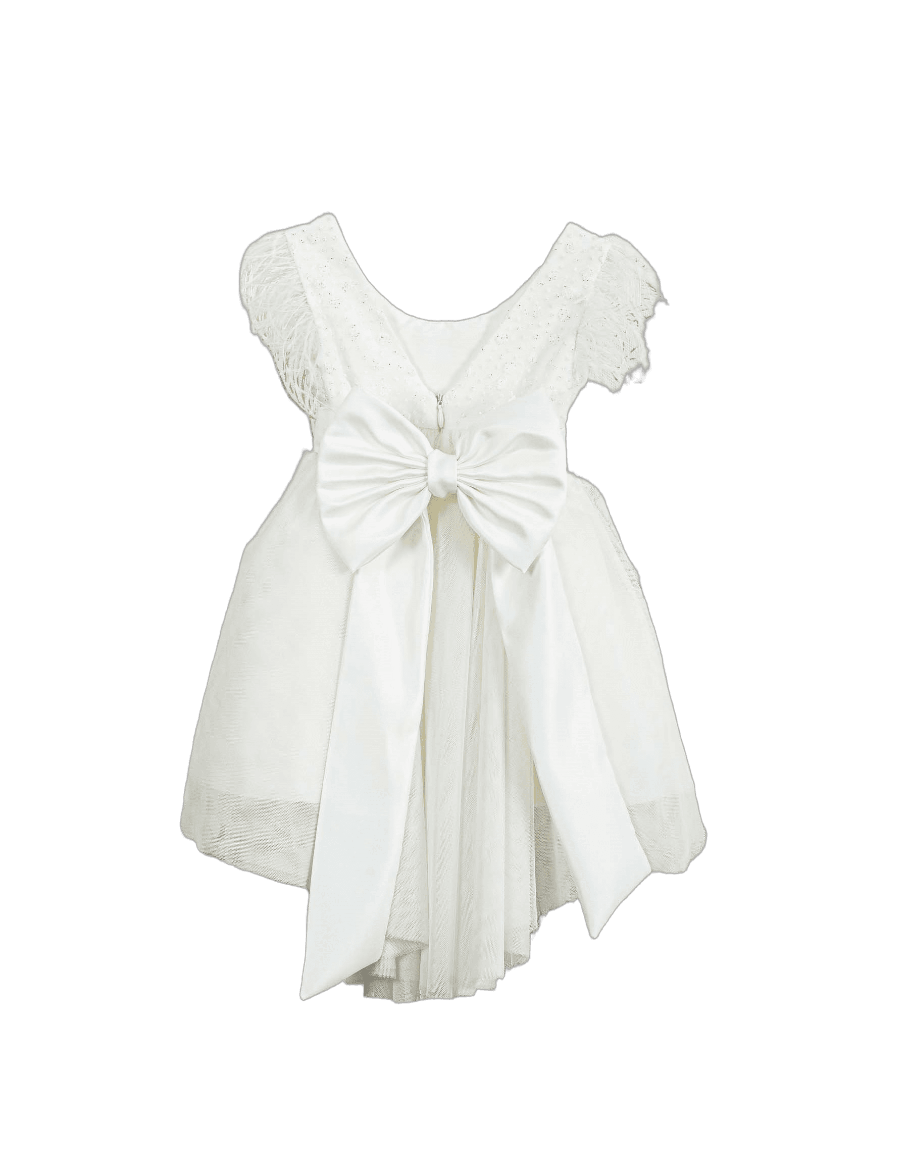 Βαπτιστικό Φόρεμα Πούπουλα Ασύμμετρο - Λευκό - 2