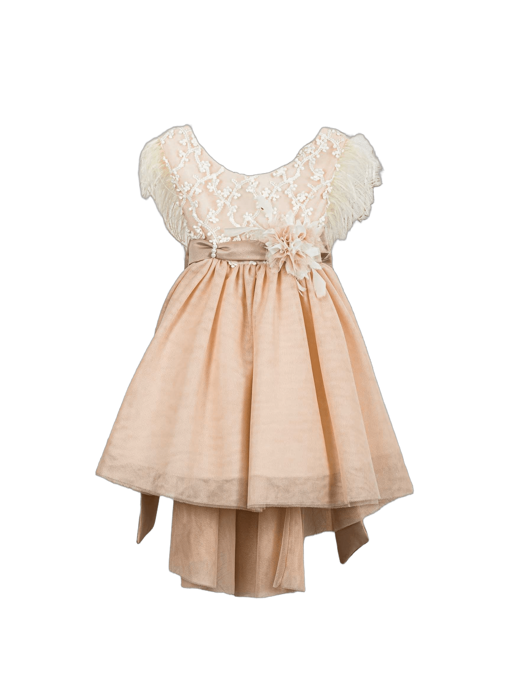 Βαπτιστικό Φόρεμα Πούπουλα 3D Λουλούδια - Λευκό