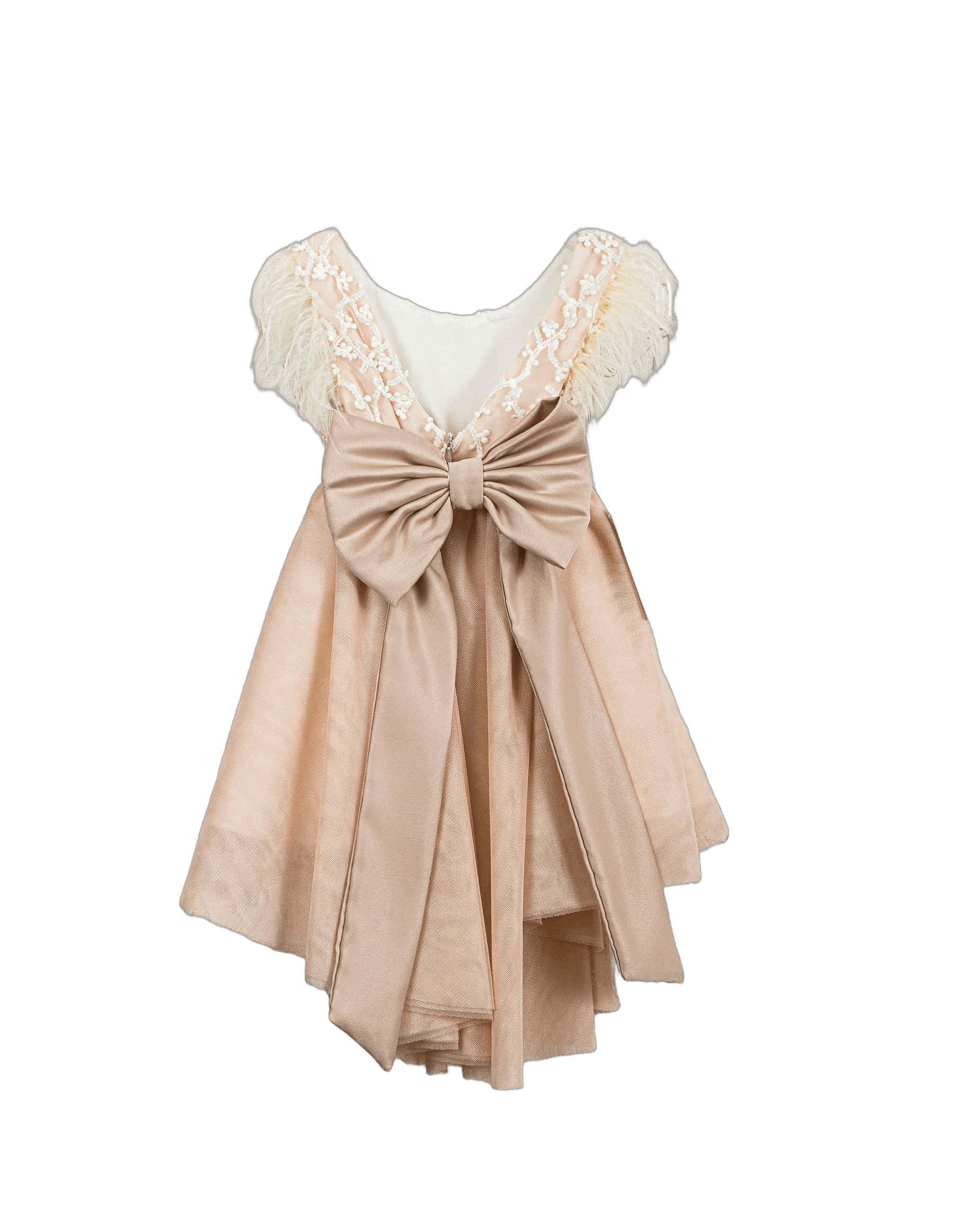 Βαπτιστικό Φόρεμα Πούπουλα 3D Λουλούδια - Λευκό - 2