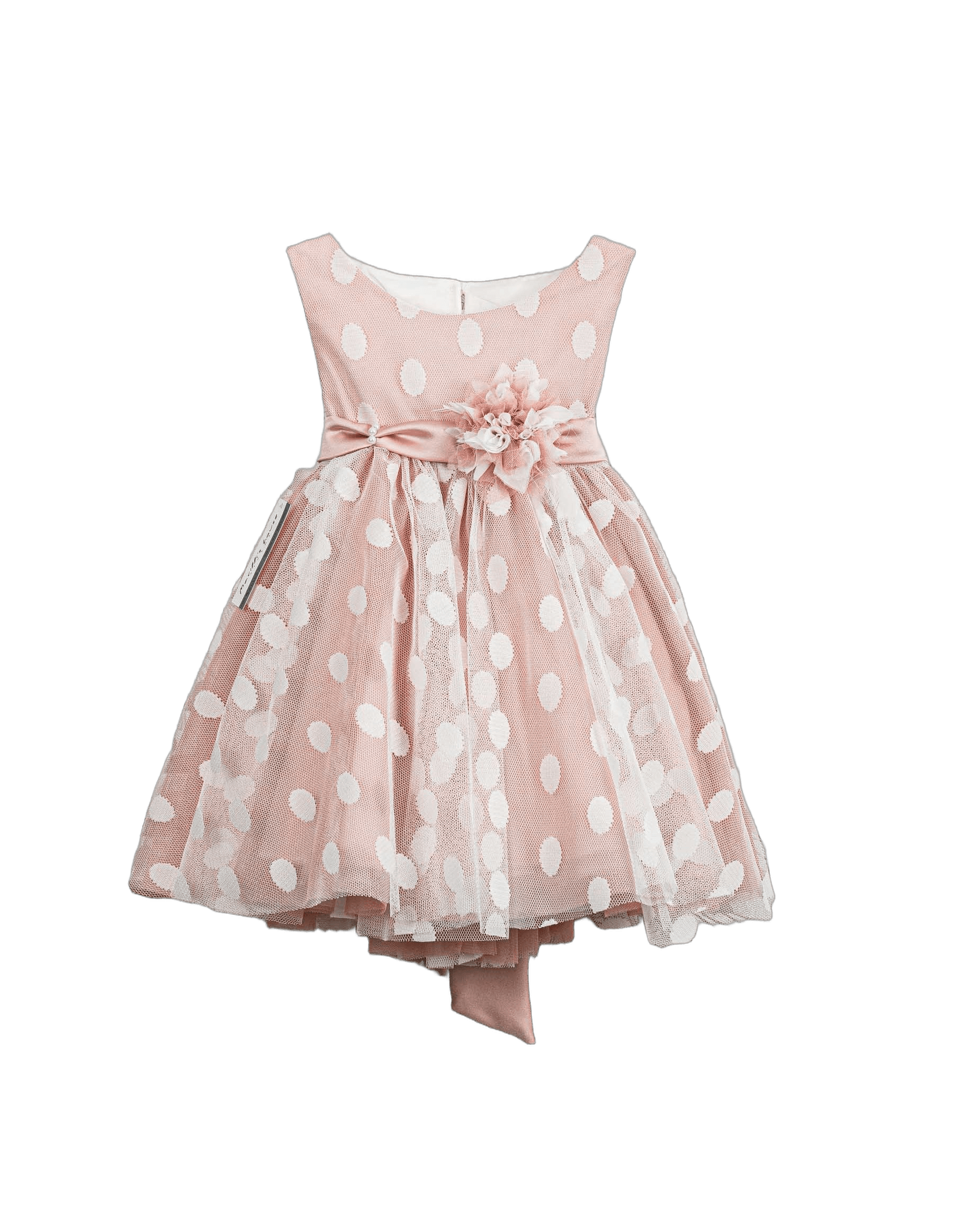 Βαπτιστικό Φόρεμα Πουά Τούλι - Ροζ