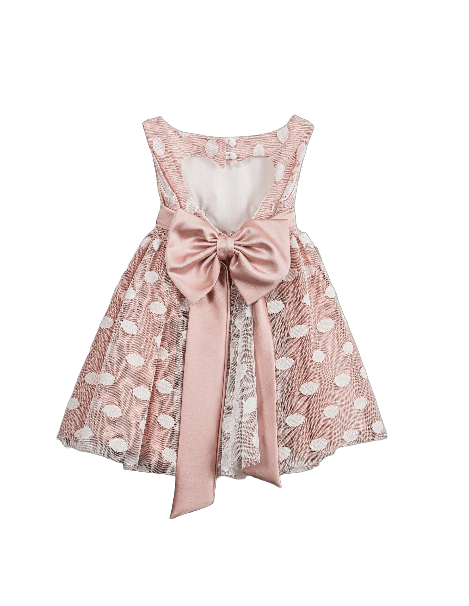 Βαπτιστικό Φόρεμα Πουά Τούλι - Ροζ - 2