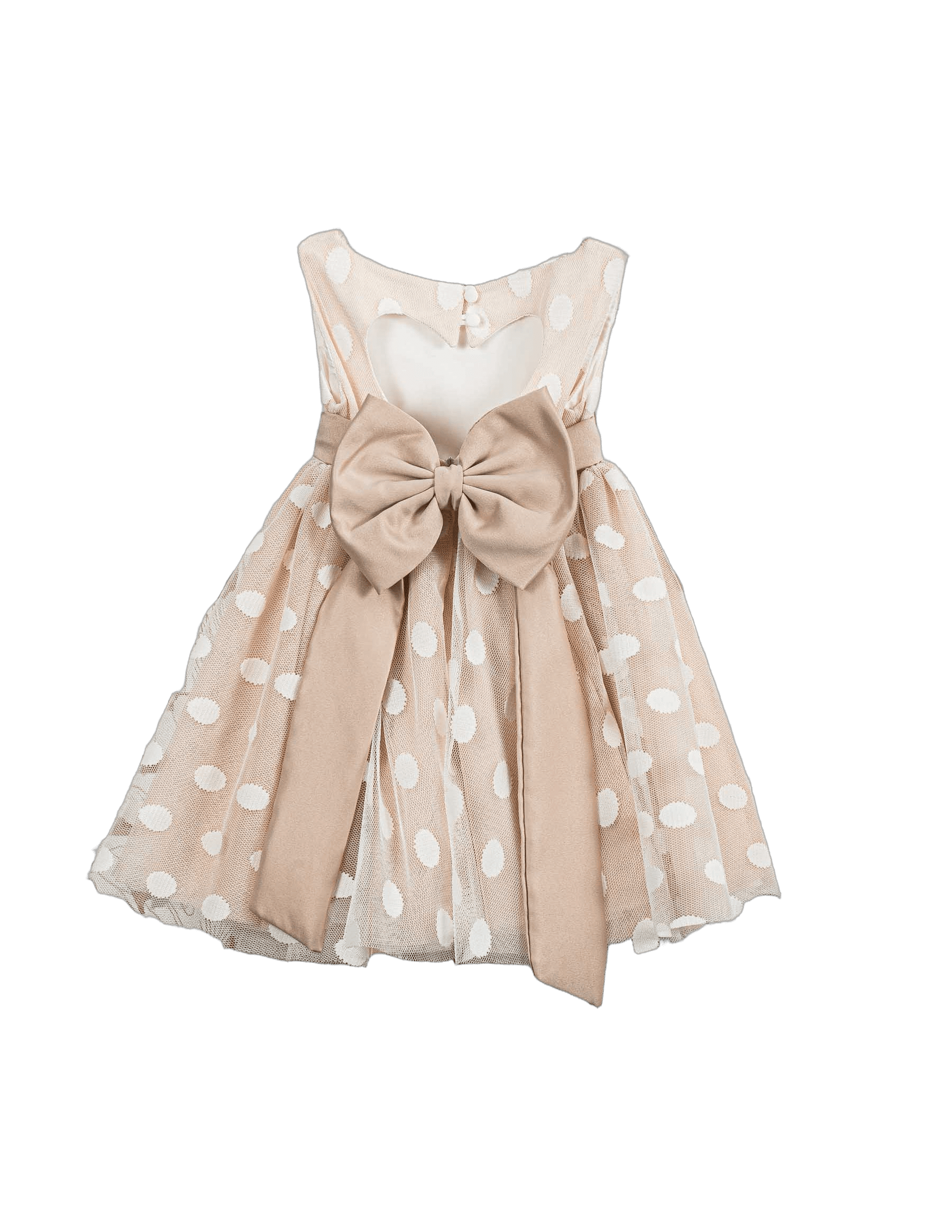 Βαπτιστικό Φόρεμα Πουά Τούλι - Σομόν - 2