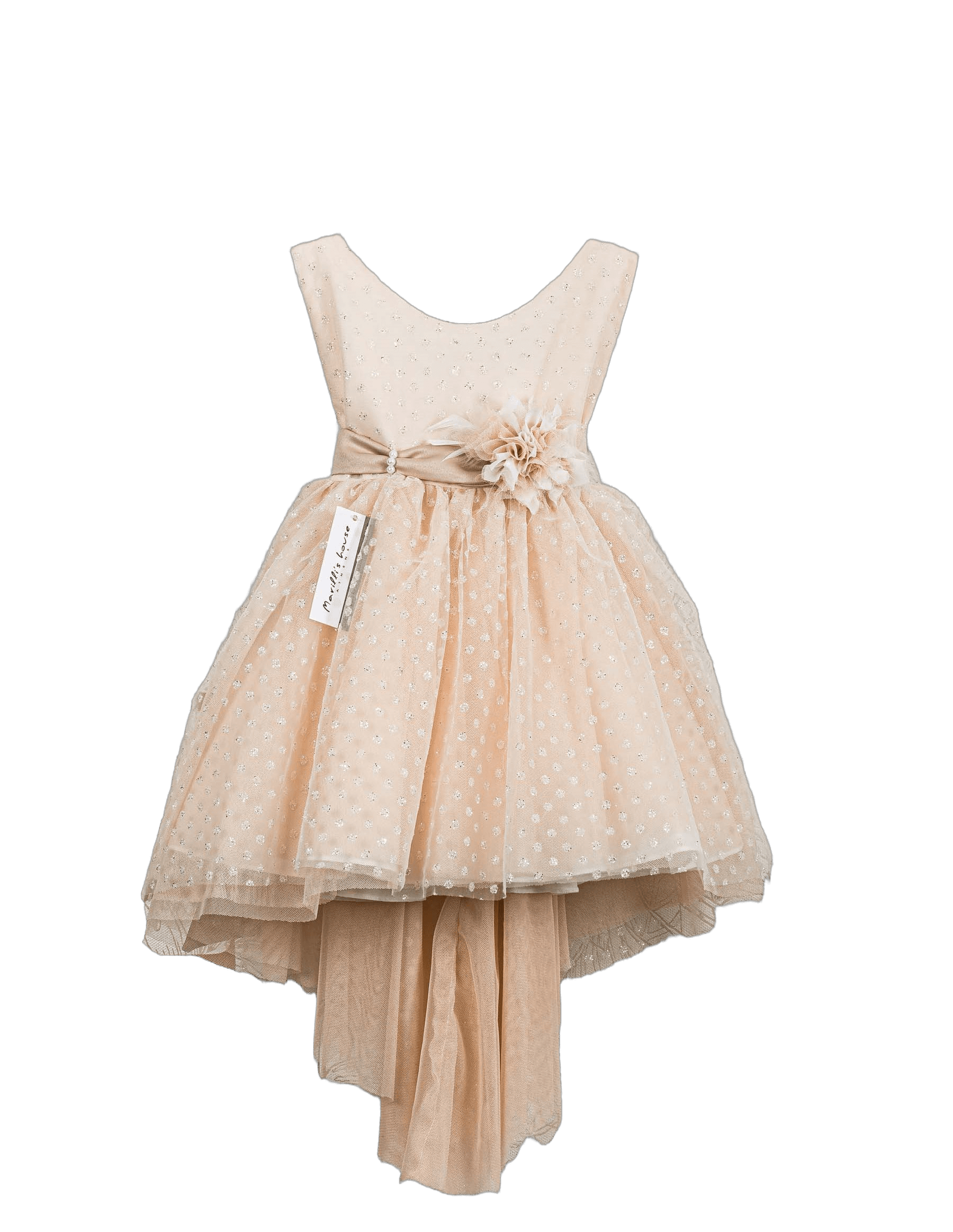 Βαπτιστικό Φόρεμα Πουά High-Low - Σομόν