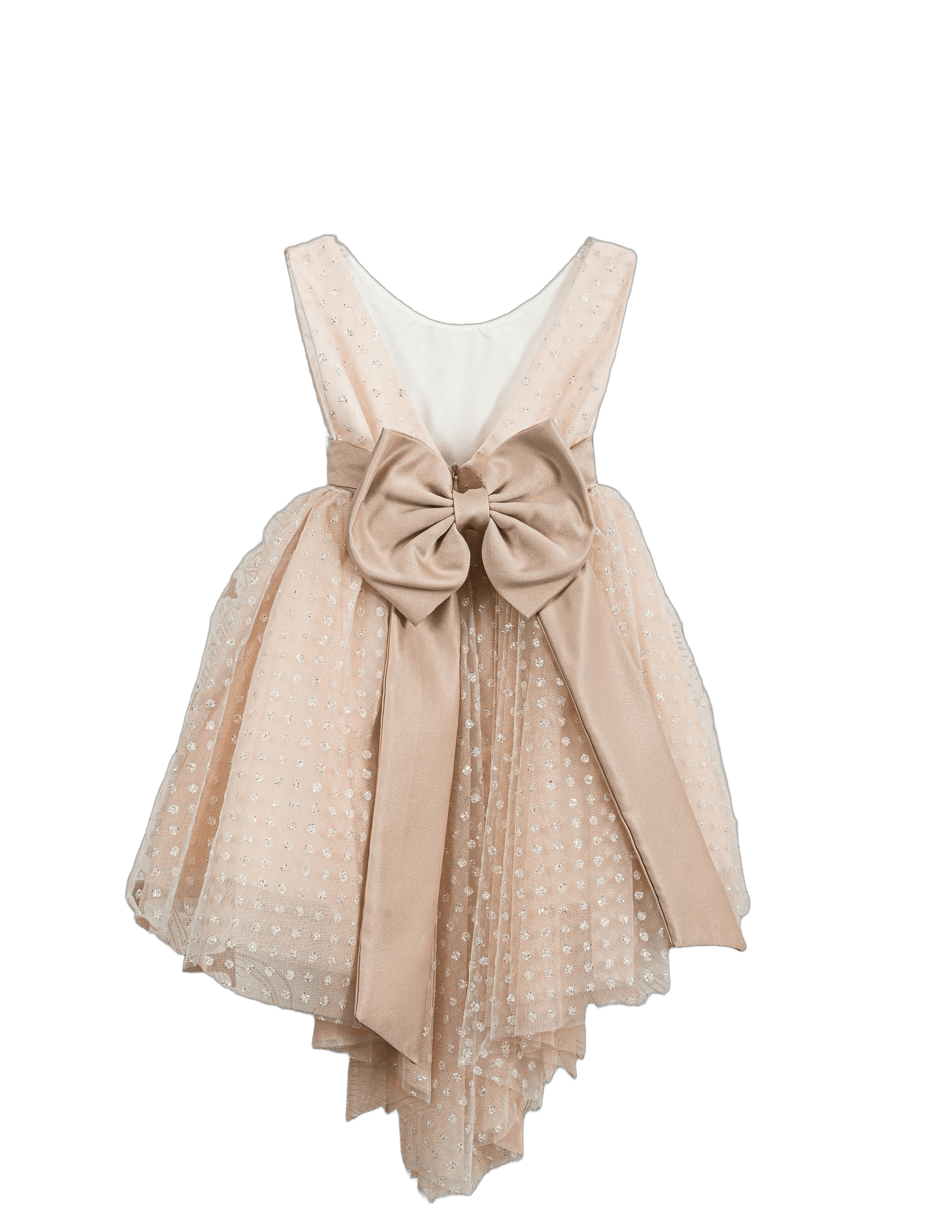 Βαπτιστικό Φόρεμα Πουά High-Low - Σομόν - 2