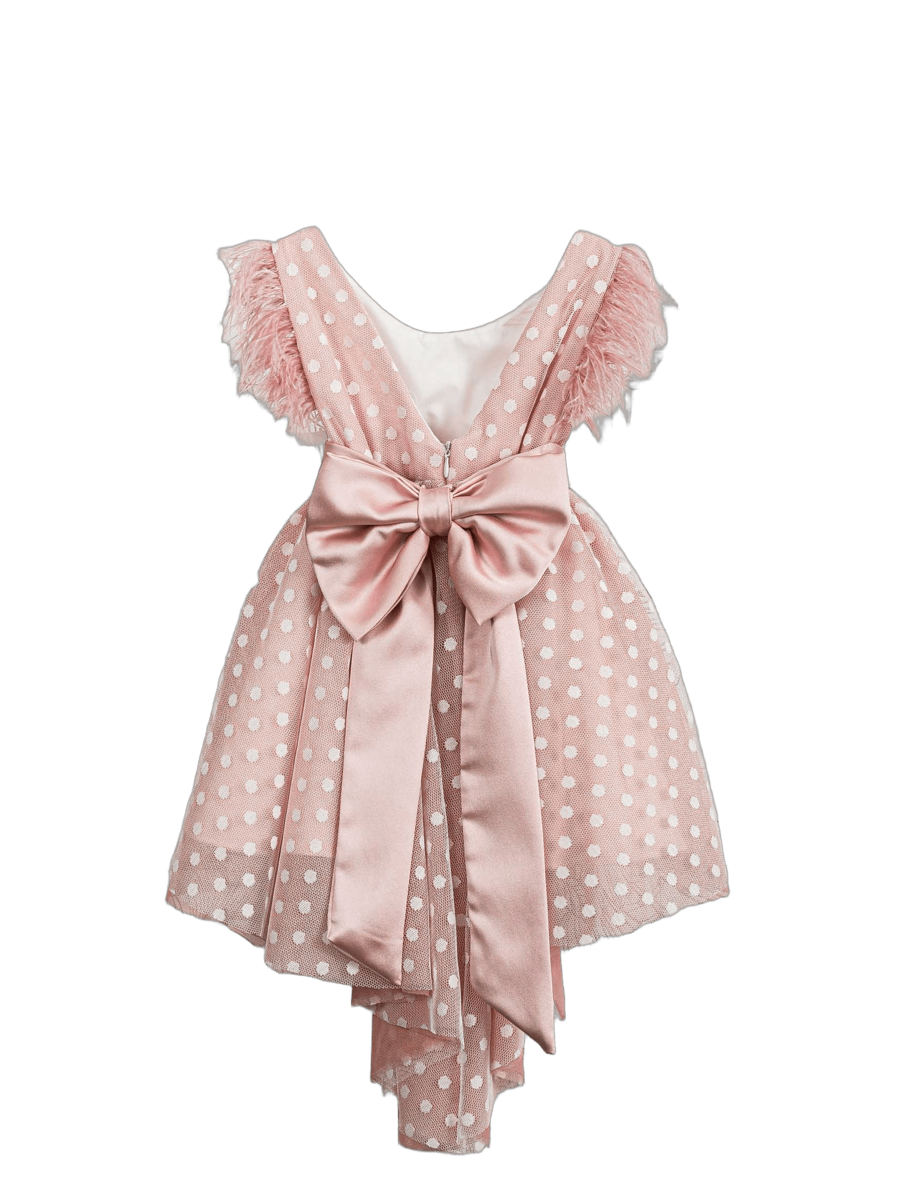 Βαπτιστικό Φόρεμα Πουά Ασύμμετρο - Ροζ - 2