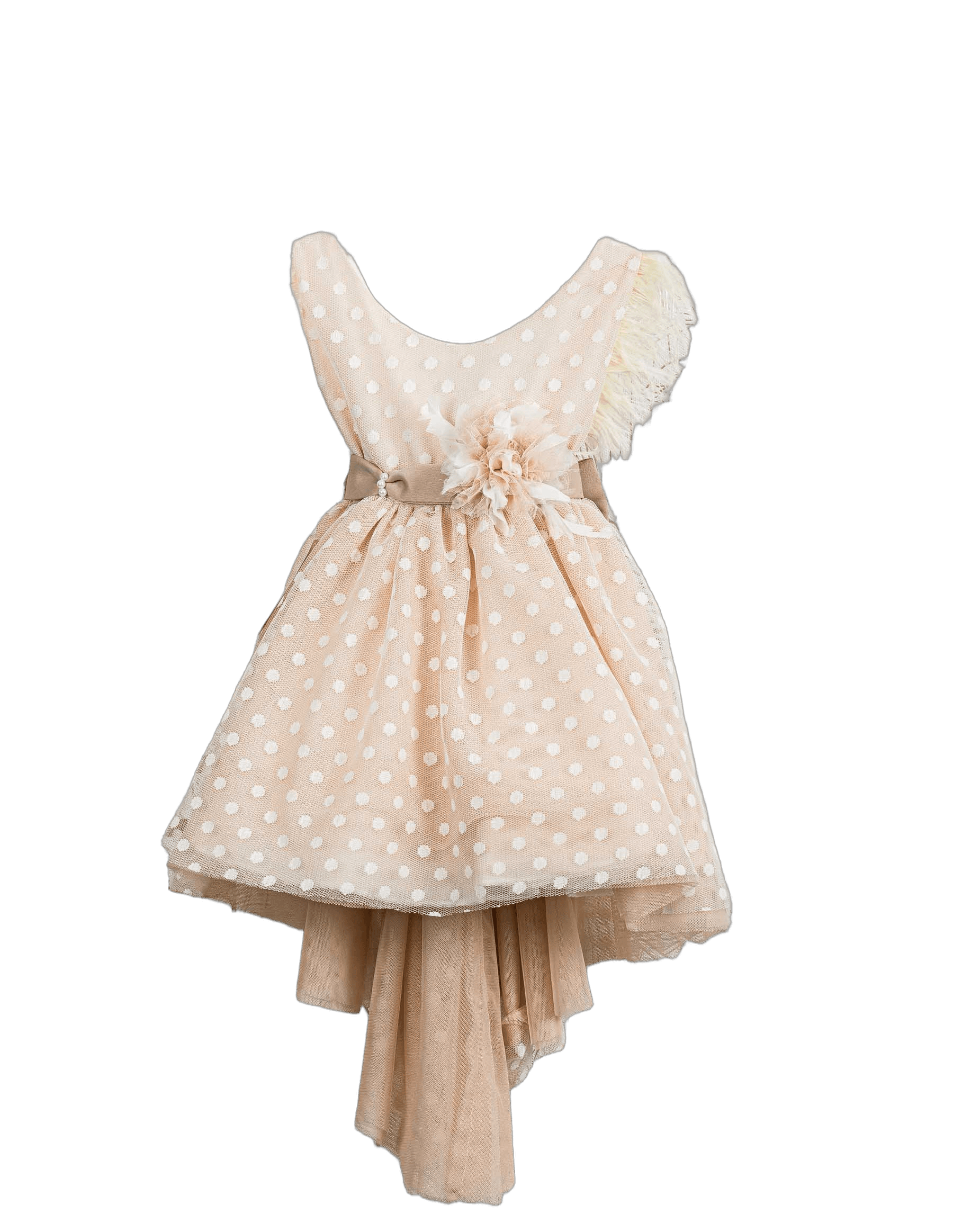 Βαπτιστικό Φόρεμα Πούπουλα Πουά - Σομόν