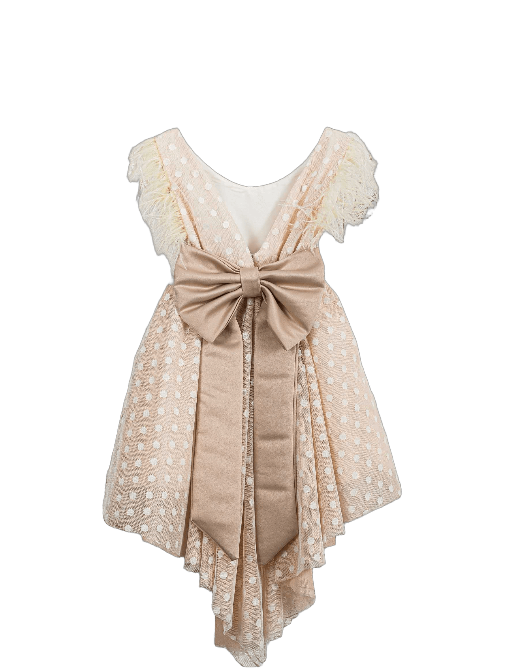 Βαπτιστικό Φόρεμα Πούπουλα Πουά - Σομόν - 2