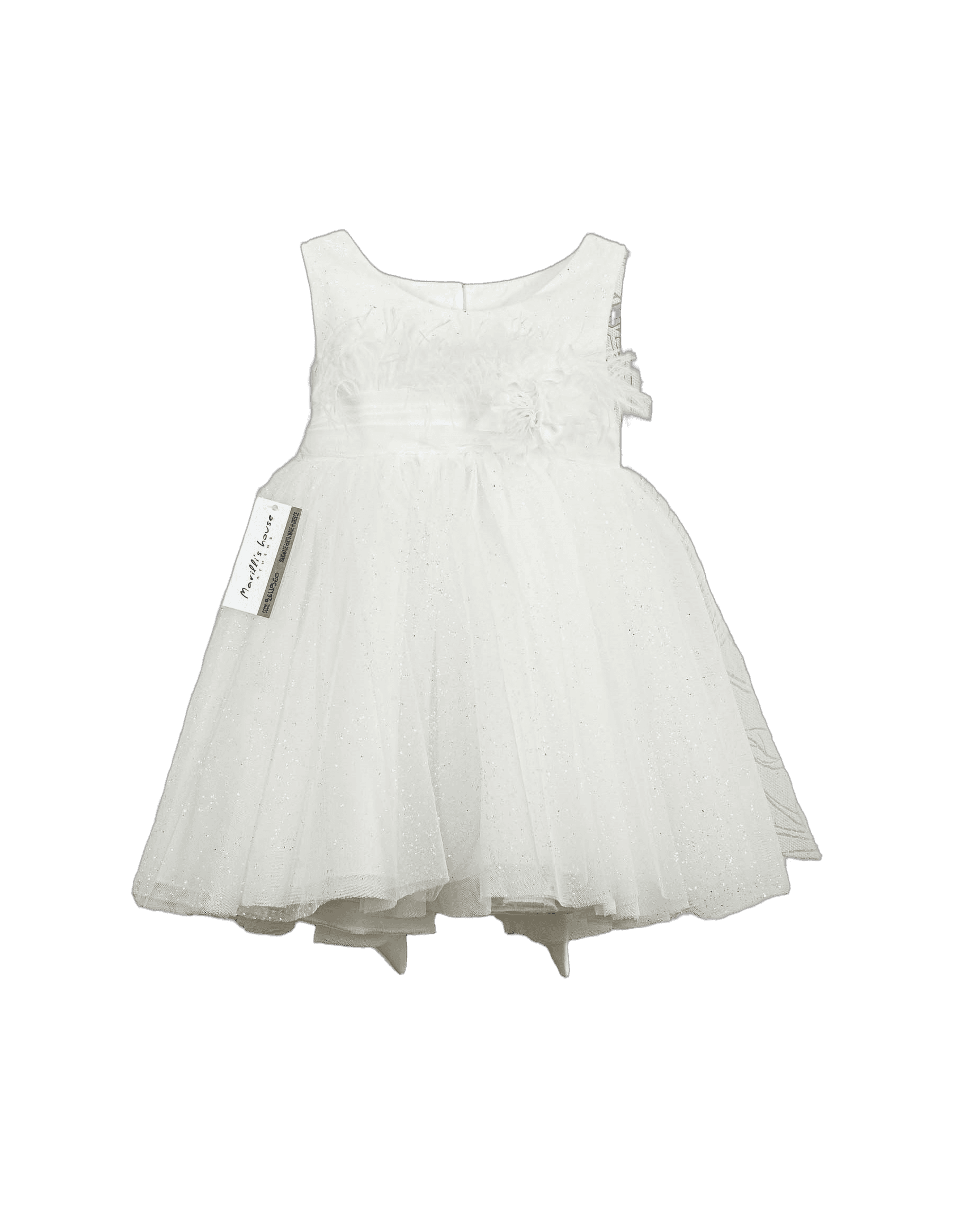 Βαπτιστικό Φόρεμα Glitter Ασύμμετρο - Λευκό