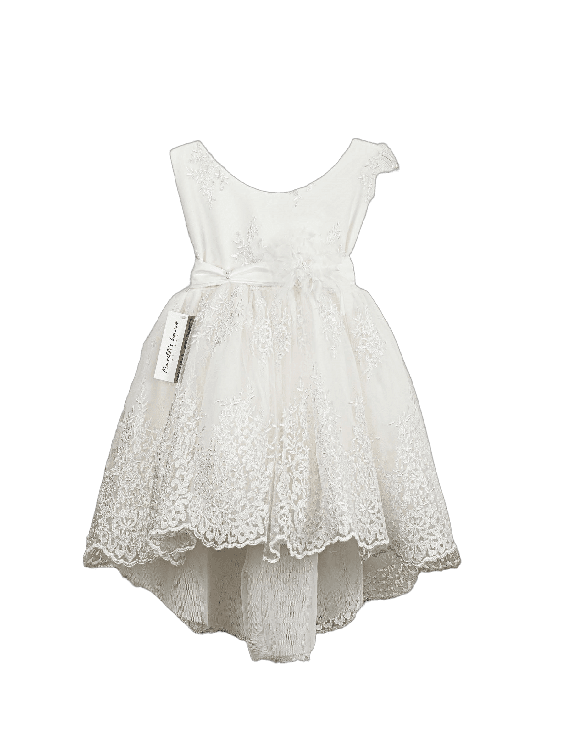 Βαπτιστικό Φόρεμα Ασύμμετρο Scalloped - Εκρού