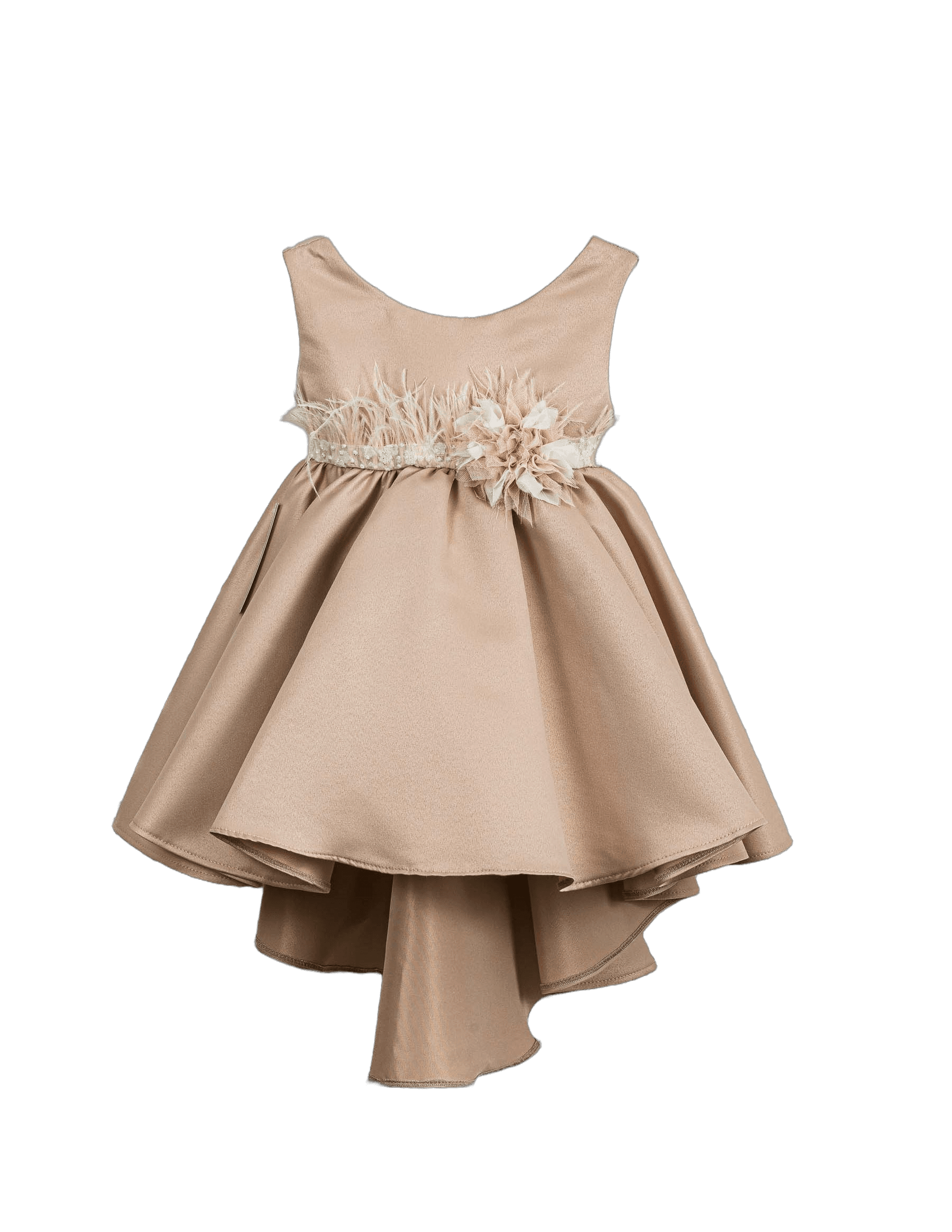 Βαπτιστικό Φόρεμα Πούπουλα Ασύμμετρο - Μπεζ