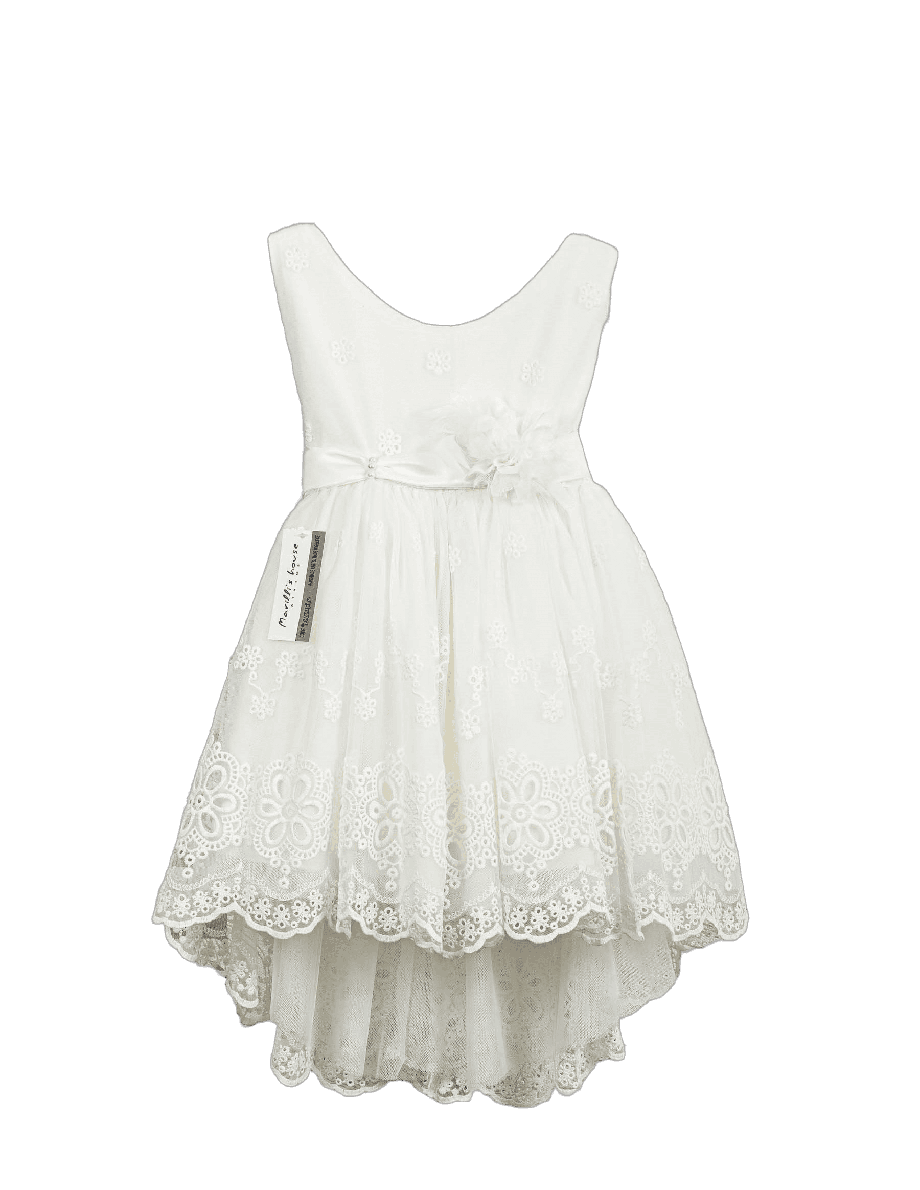 Βαπτιστικό Φόρεμα Ασύμμετρο Scalloped - Λευκό