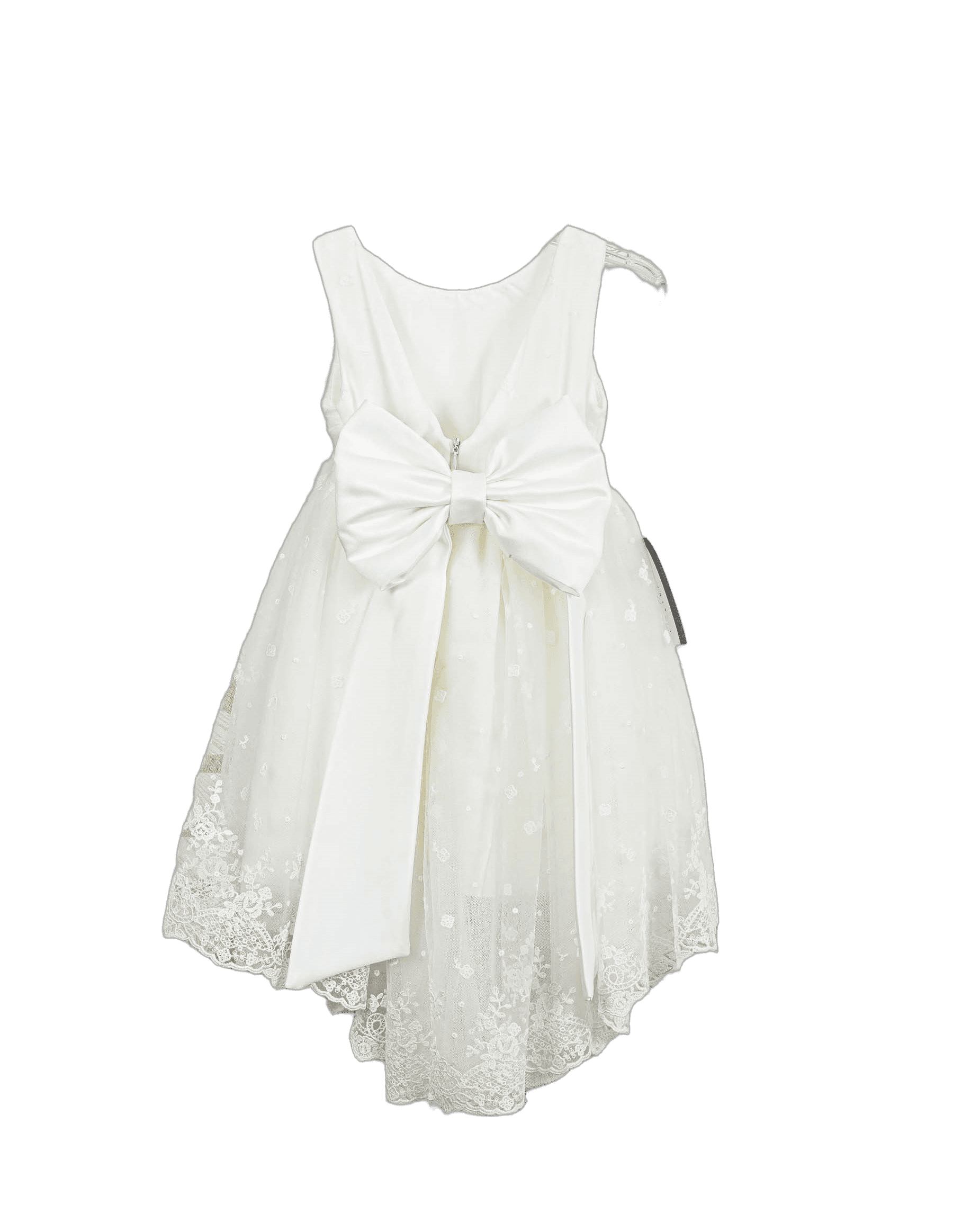 Βαπτιστικό Φόρεμα Ασύμμετρο Κεντημένη Δαντέλα - Εκρού - 2