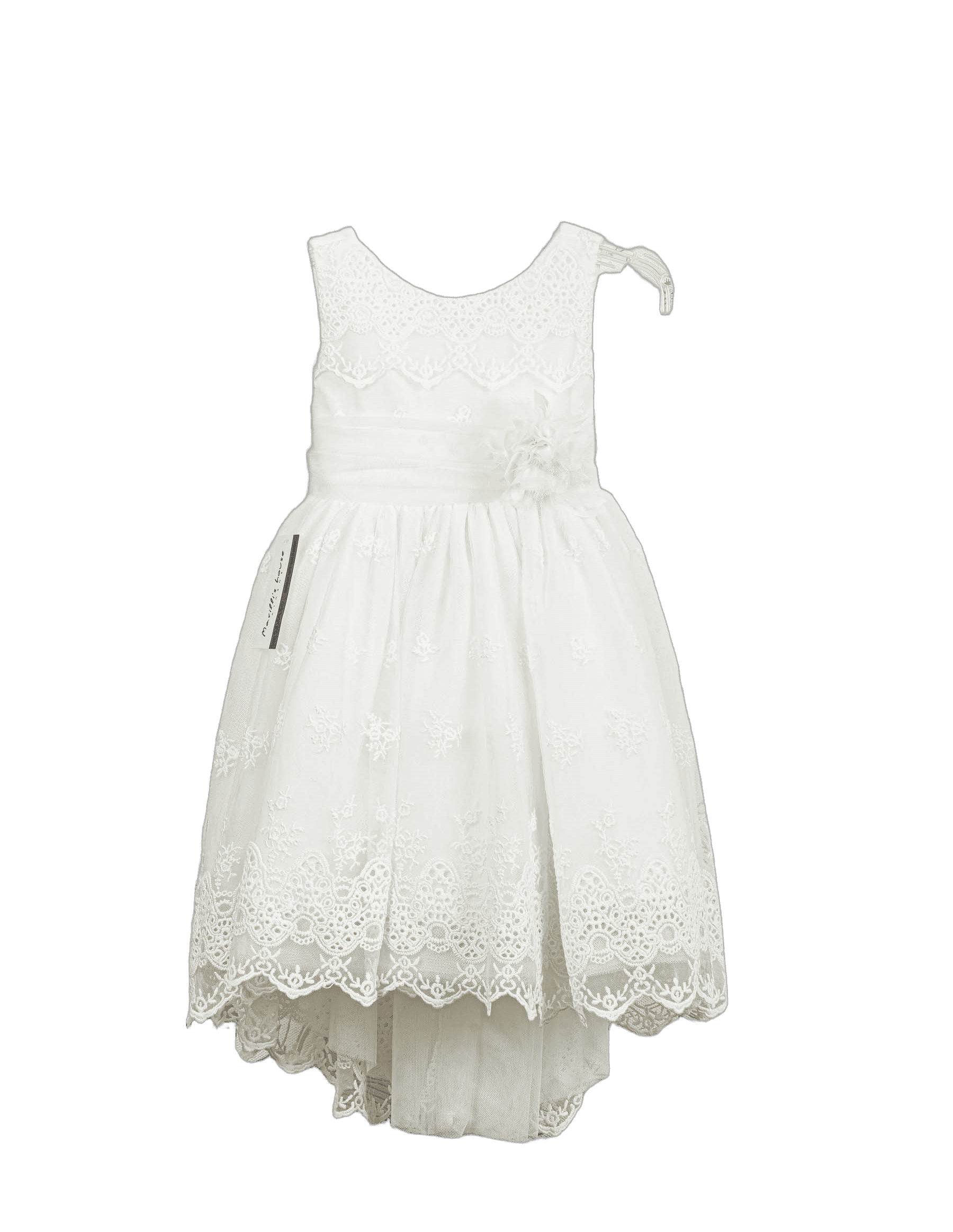 Βαπτιστικό Φόρεμα Broderie Anglaise High-Low - Λευκό