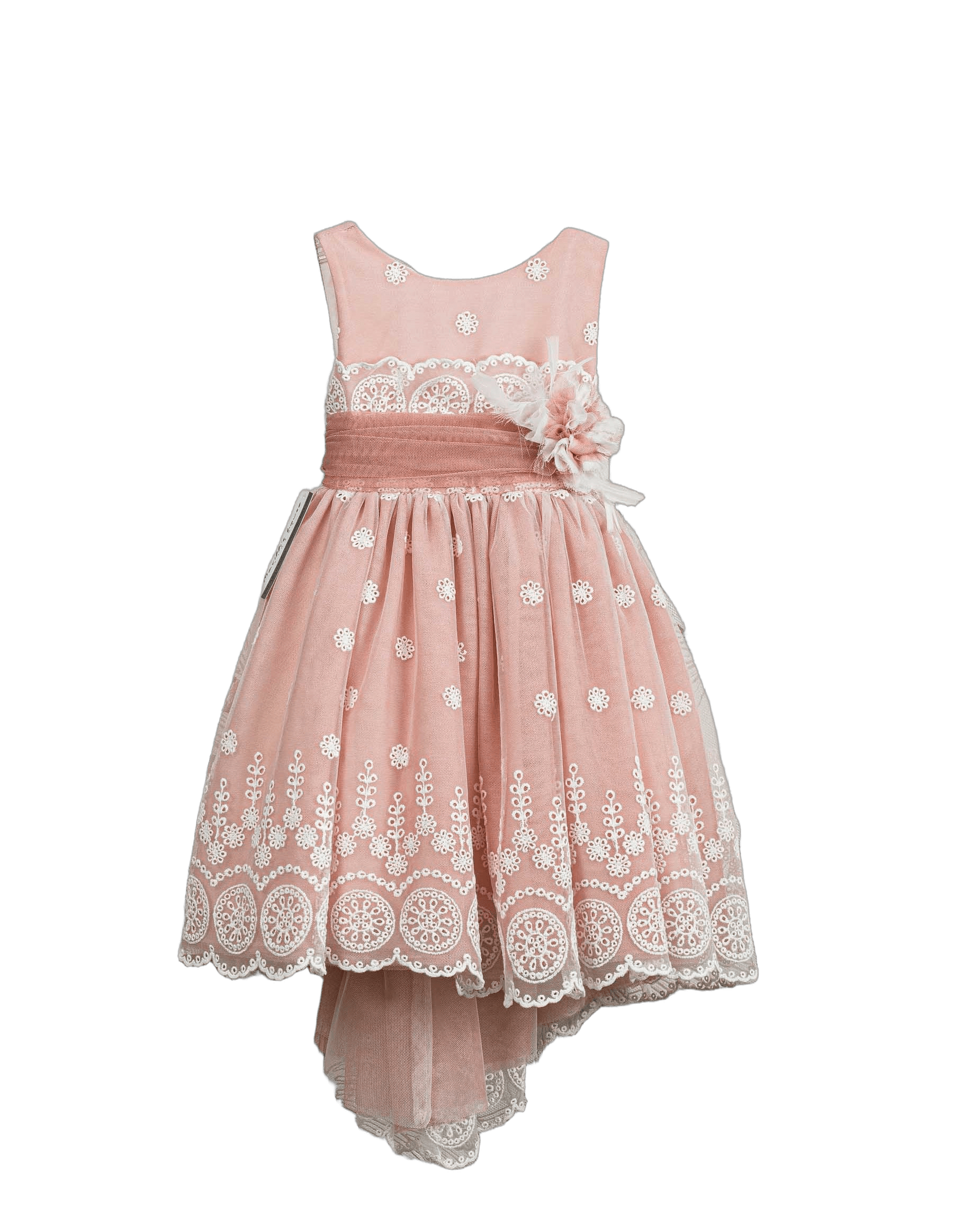 Βαπτιστικό Φόρεμα Broderie Anglaise Ασύμμετρο - Λευκό