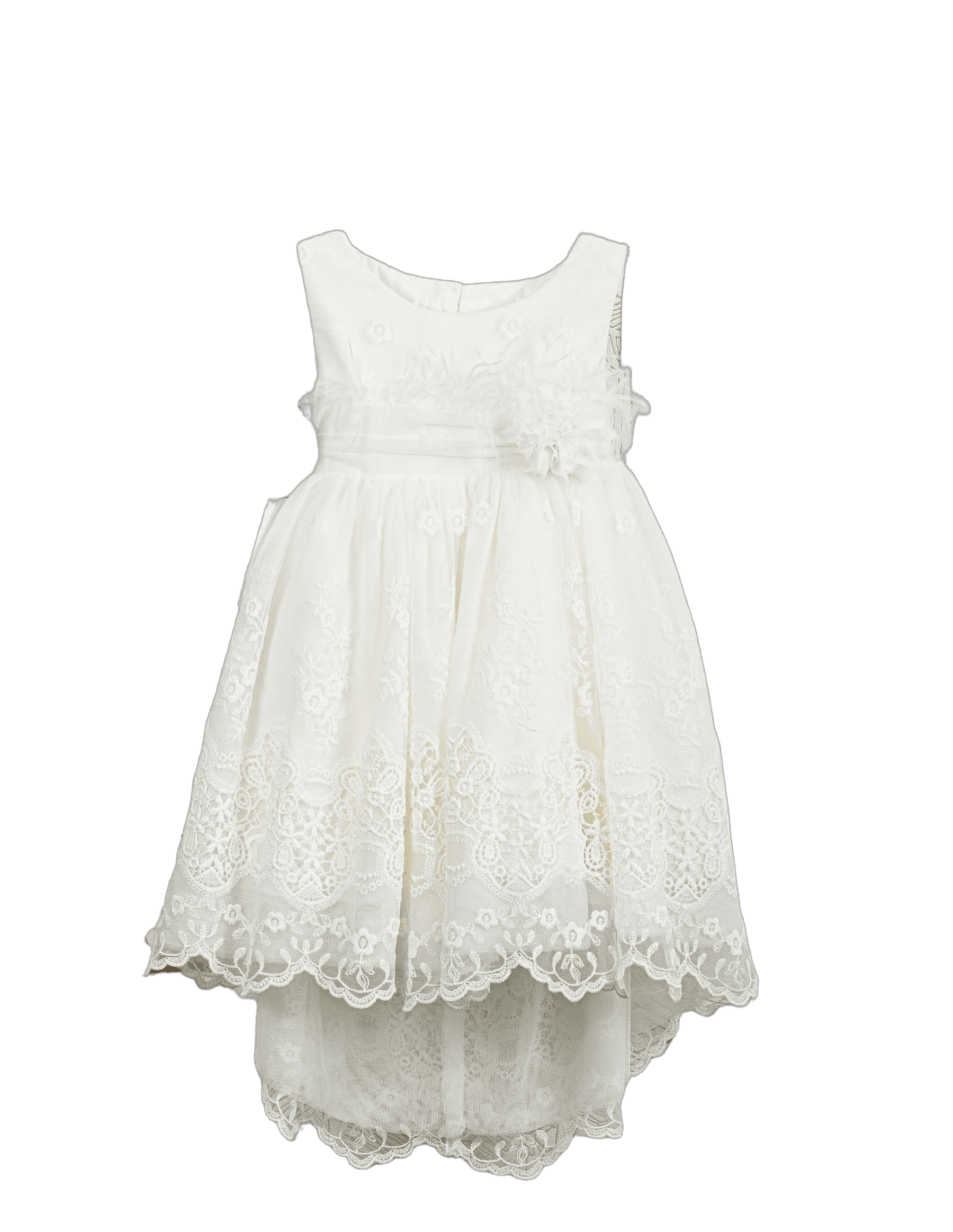 Βαπτιστικό Φόρεμα Scalloped Κεντημένη Δαντέλα - Εκρού