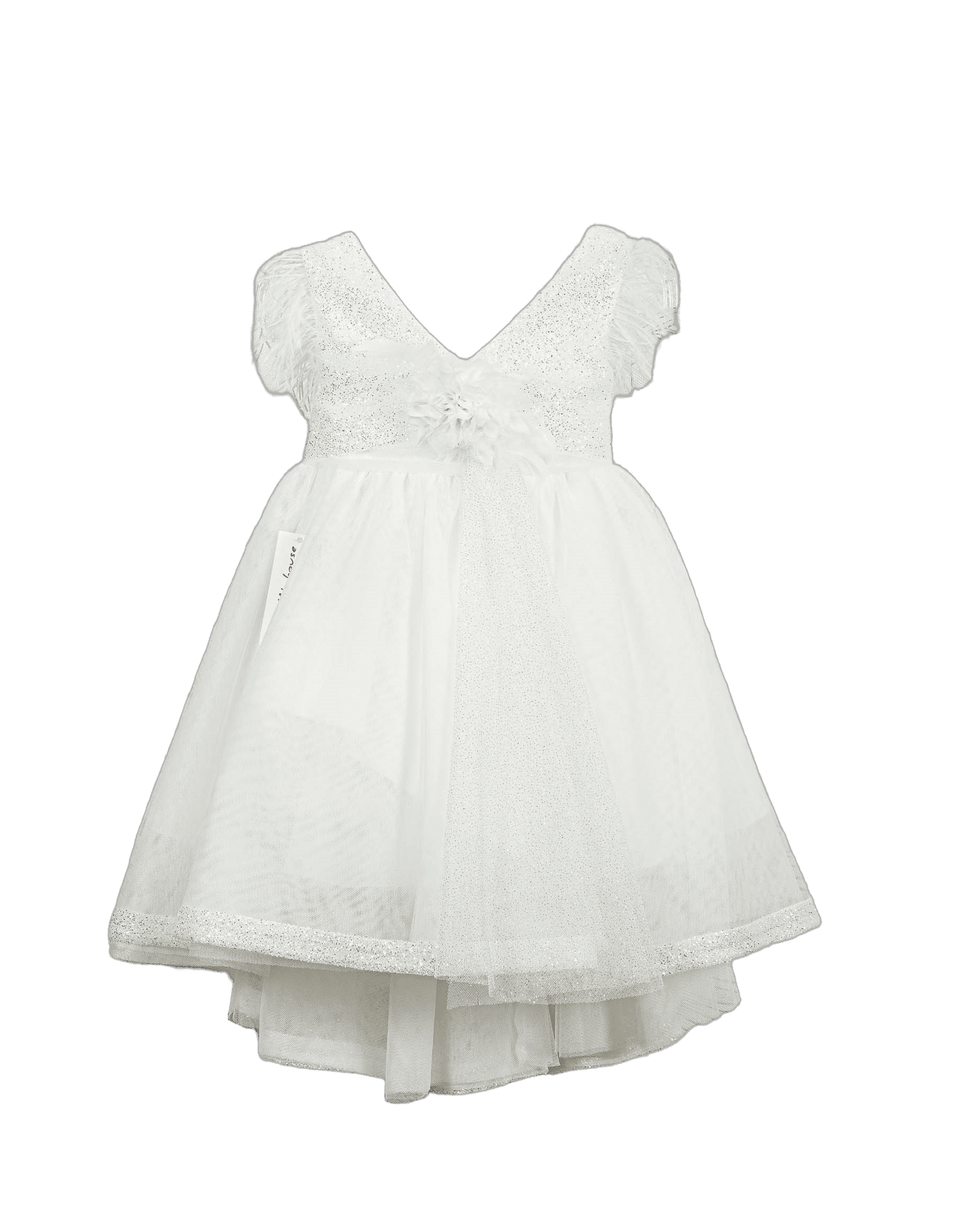 Βαπτιστικό Φόρεμα Πούπουλα Glitter - Λευκό