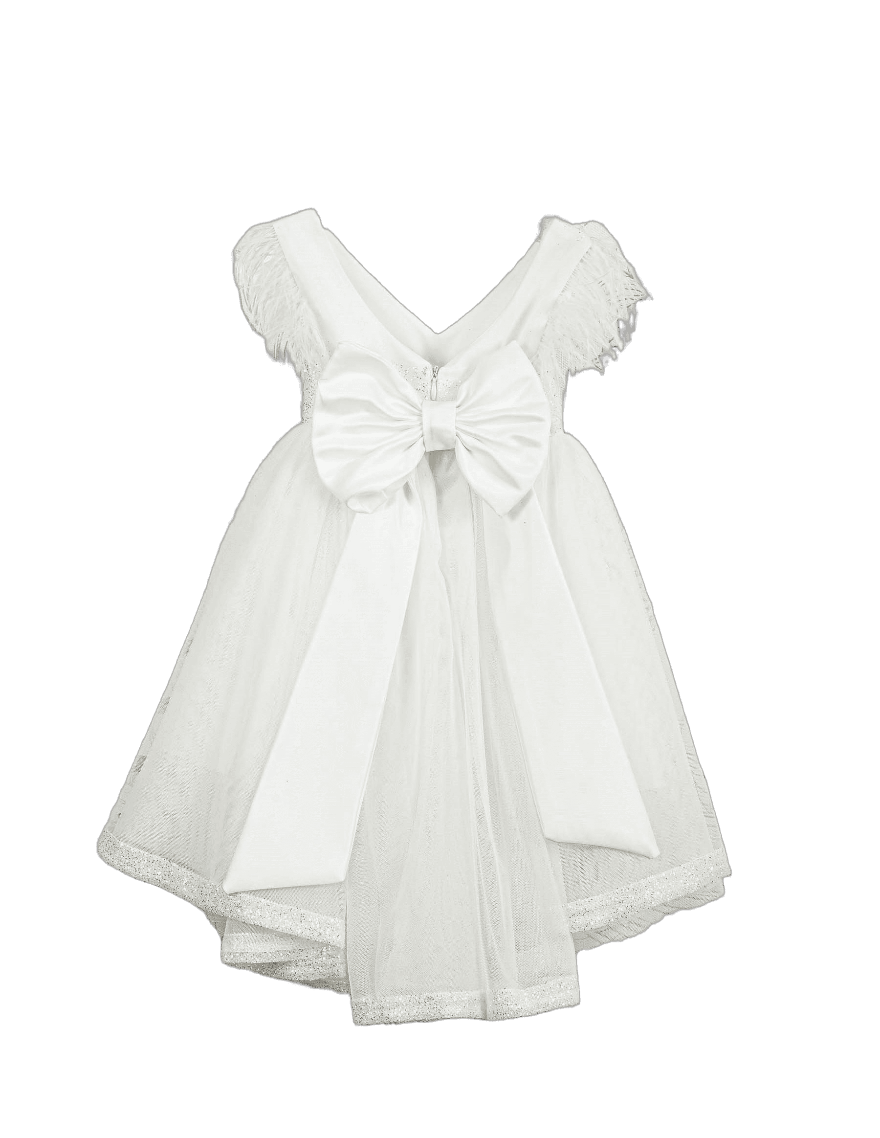 Βαπτιστικό Φόρεμα Πούπουλα Glitter - Λευκό - 2