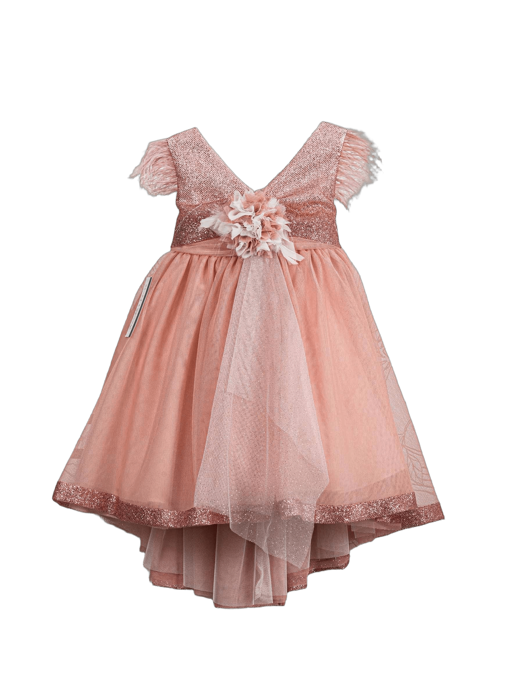Βαπτιστικό Φόρεμα Πούπουλα Glitter - Κοραλί