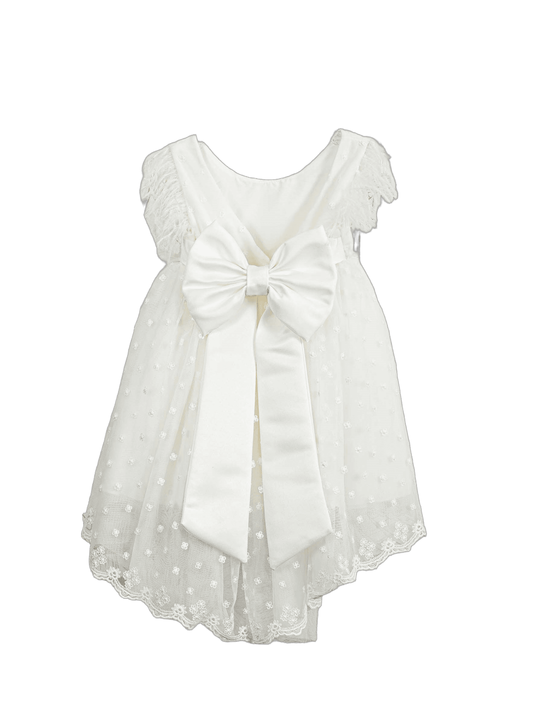 Βαπτιστικό Φόρεμα Πούπουλα Πουά - Λευκό Κλασικό - 2